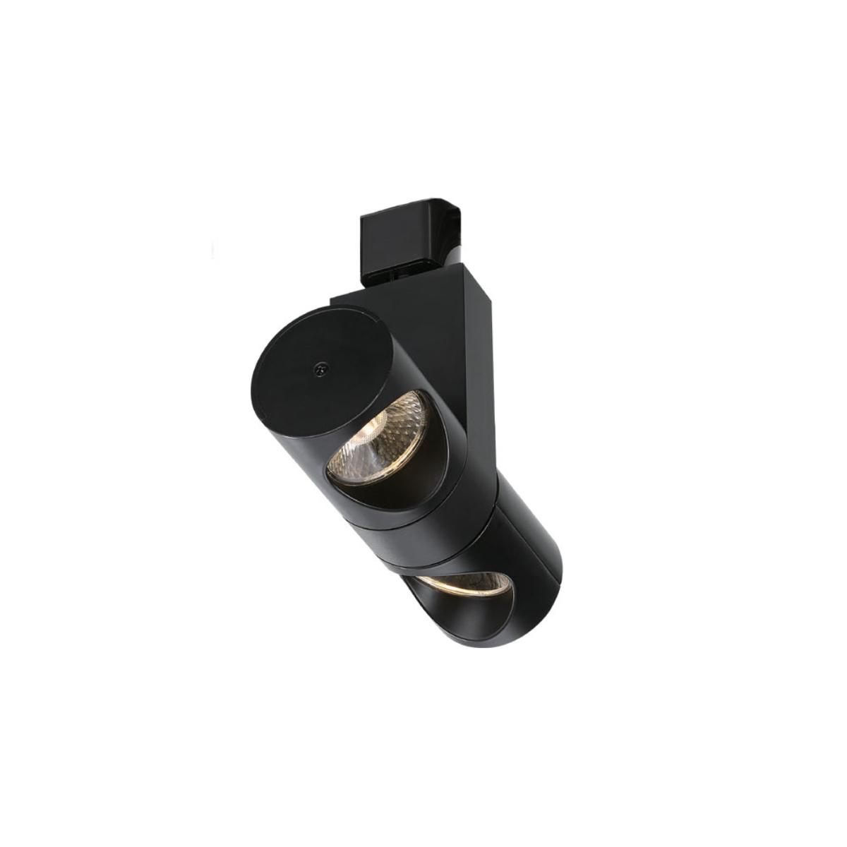 LED Dual Pipe Track Head 24W 2000 Lumens 3000K, Halo, 24°, Black - Bees Lighting
