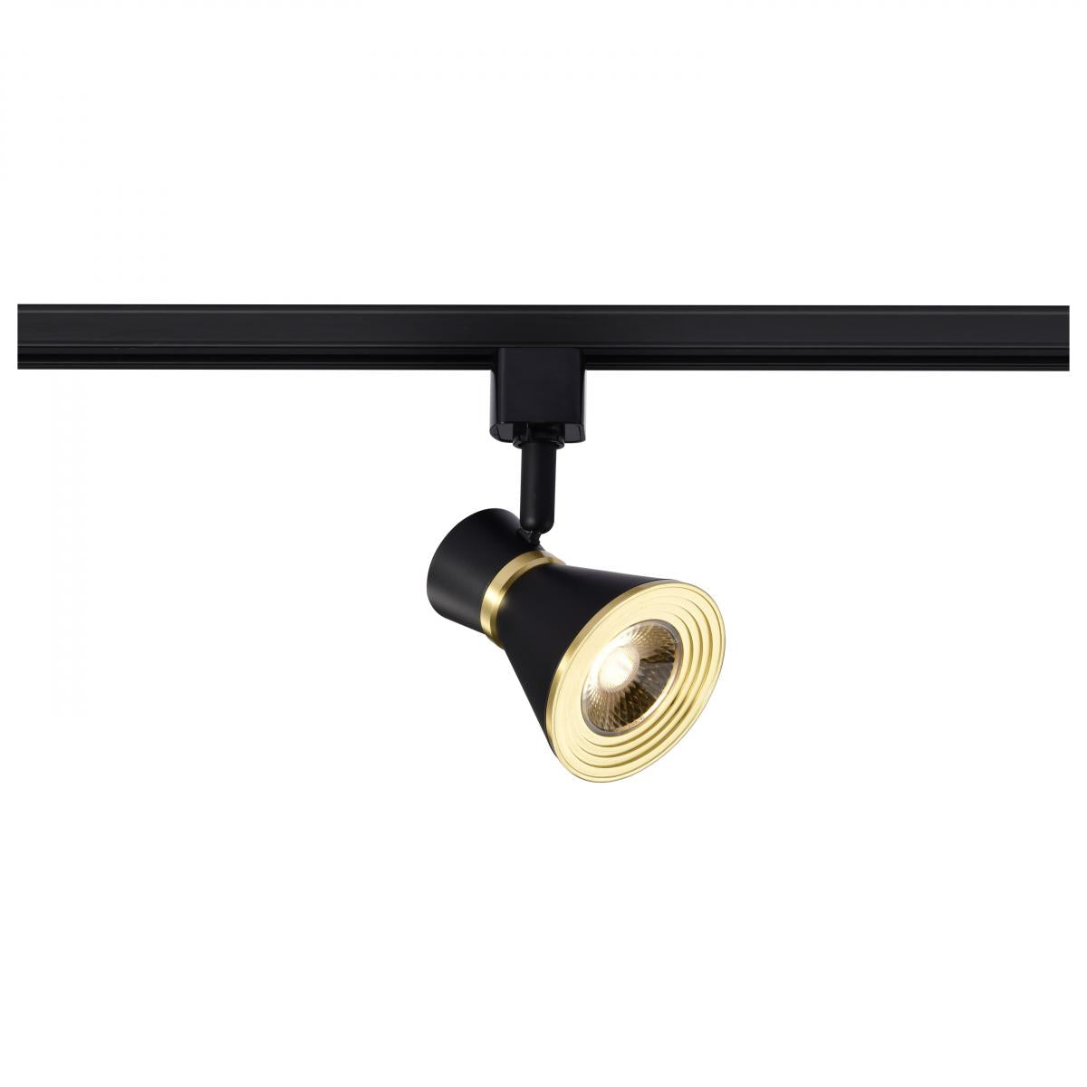 LED Cinch Halo Track Head 12W 1000 Lumens 3000K, 24°, Black & Brass - Bees Lighting