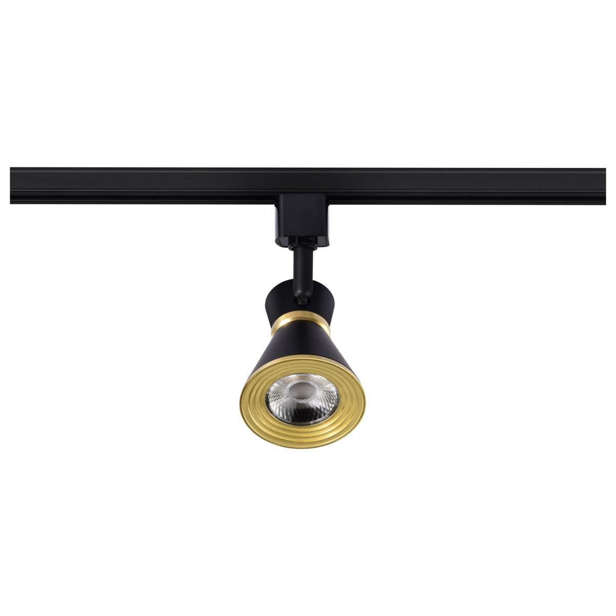 LED Cinch Halo Track Head 12W 1000 Lumens 3000K, 24°, Black & Brass - Bees Lighting