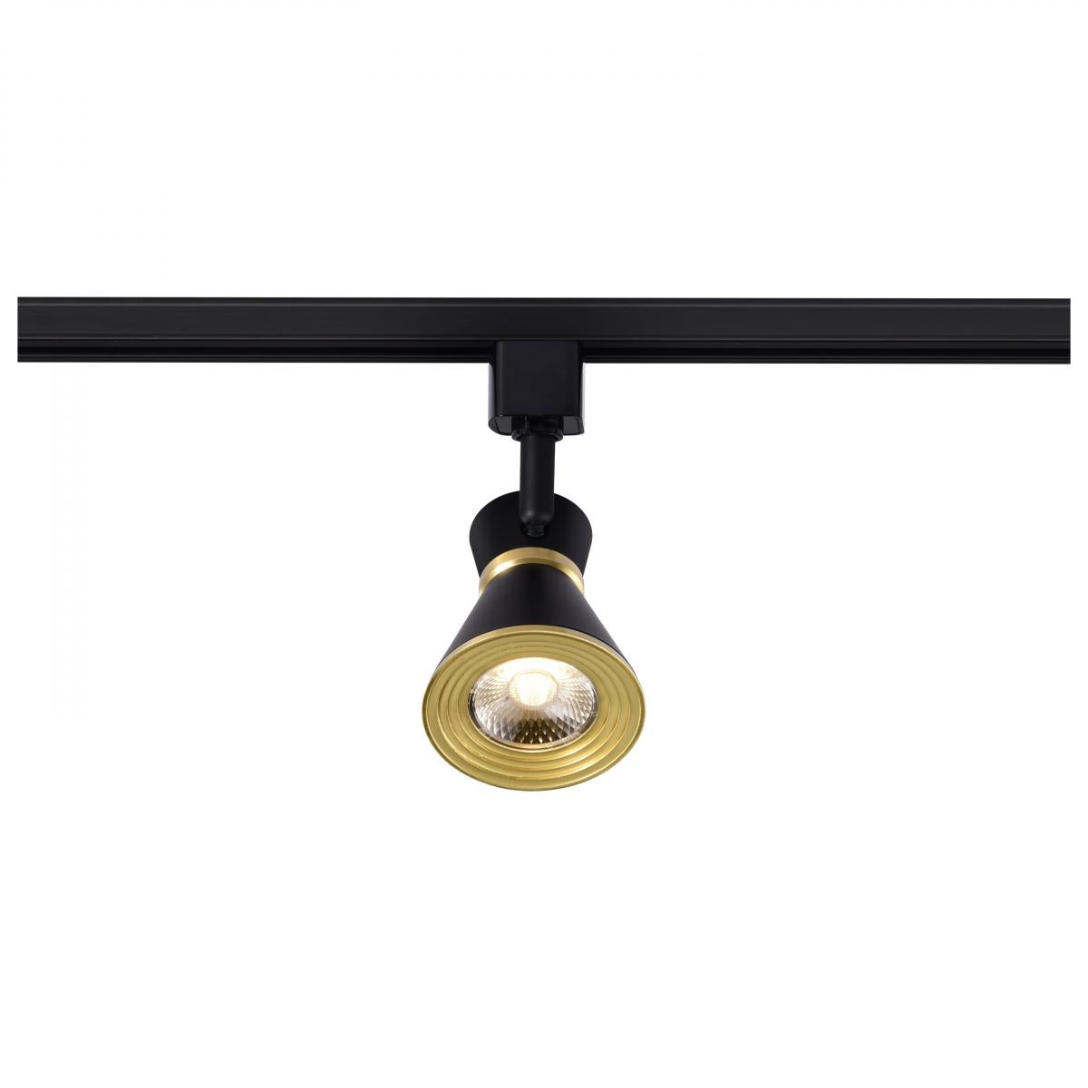 LED Cinch Halo Track Head 12W 1000 Lumens 3000K, 24°, Black & Brass - Bees Lighting