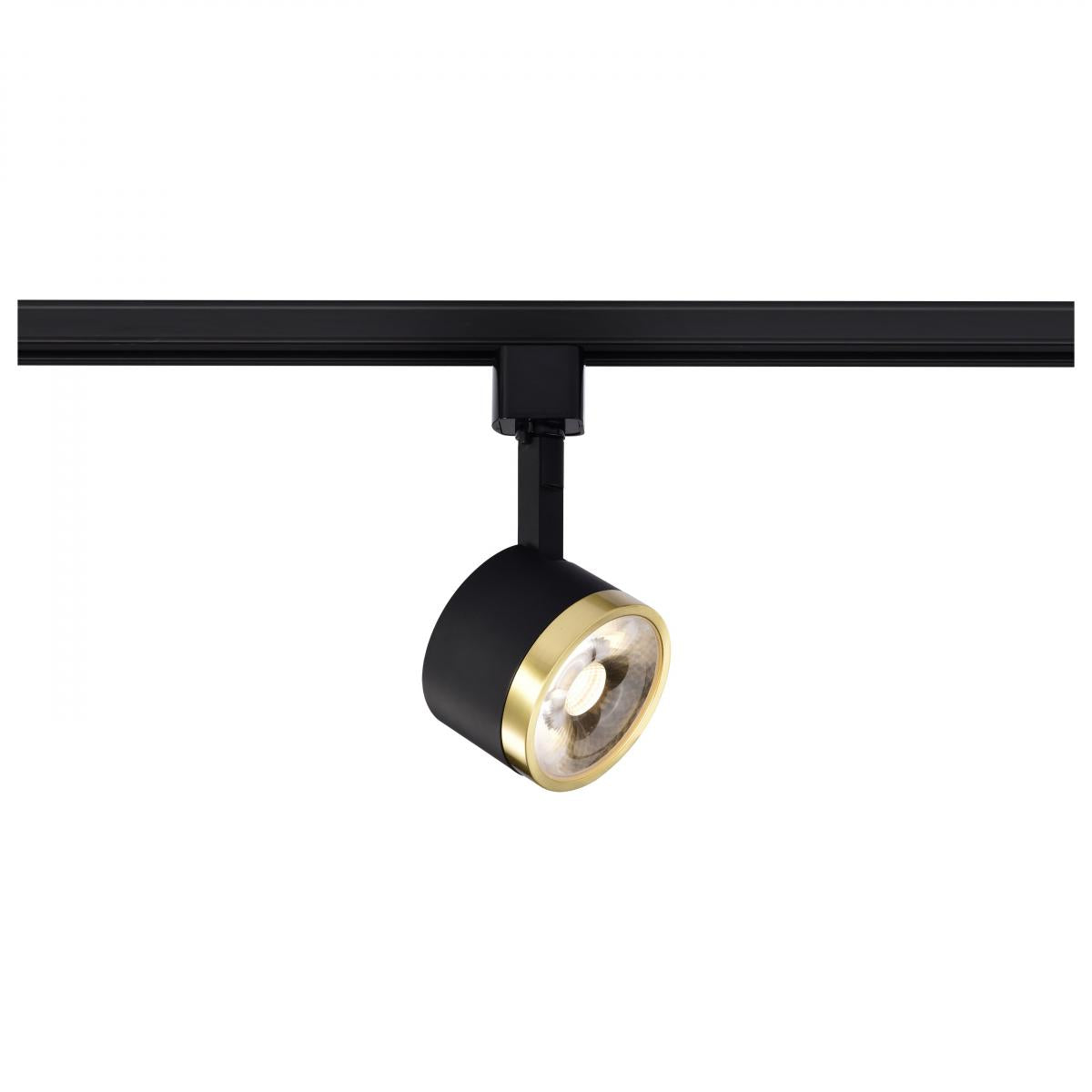 Round LED Track Head, 1000 Lumens, 12W, 3000K, Halo, 24° Beam Angle, Black|Brass - Bees Lighting