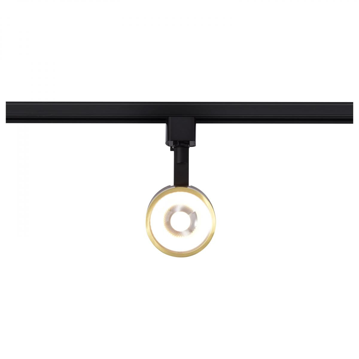 Round LED Track Head, 1000 Lumens, 12W, 3000K, Halo, 24° Beam Angle, Black|Brass - Bees Lighting