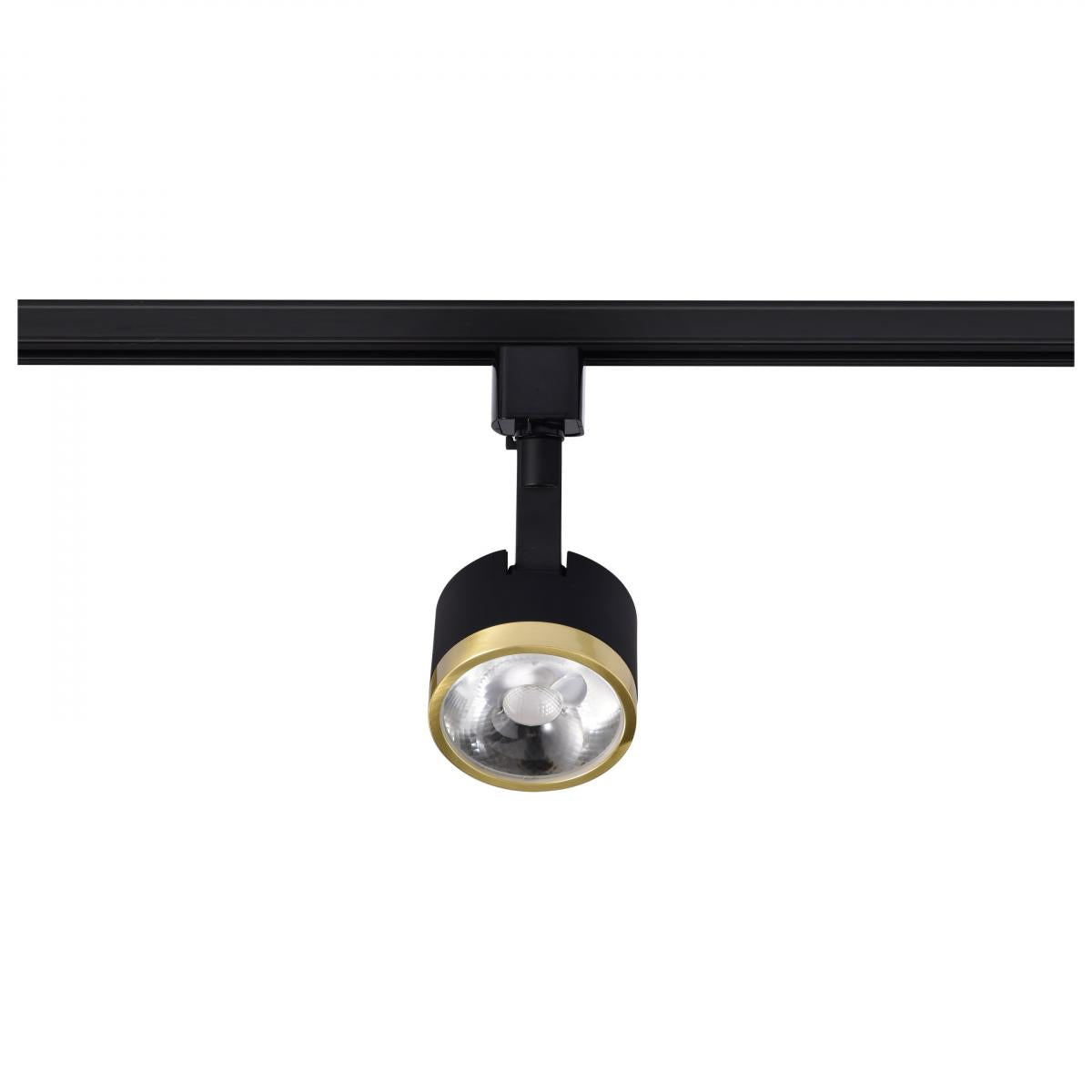 Round LED Track Head, 1000 Lumens, 12W, 3000K, Halo, 24° Beam Angle, Black|Brass - Bees Lighting