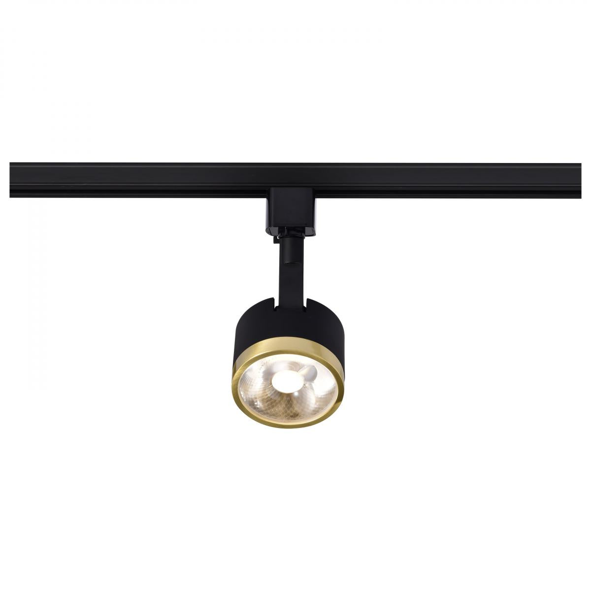 Round LED Track Head, 1000 Lumens, 12W, 3000K, Halo, 24° Beam Angle, Black|Brass - Bees Lighting