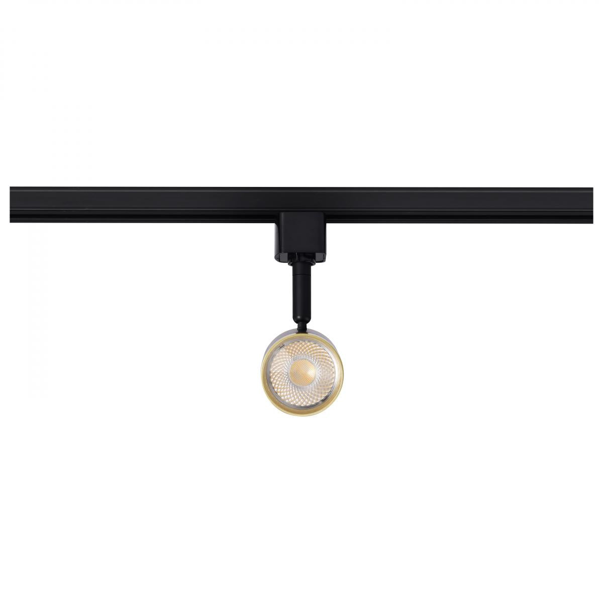 LED Small Cylinder Halo Track Head 12W 1000 Lumens 3000K, 24°, Black & Brass - Bees Lighting