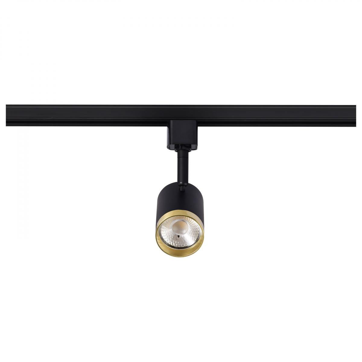 LED Small Cylinder Halo Track Head 12W 1000 Lumens 3000K, 24°, Black & Brass - Bees Lighting