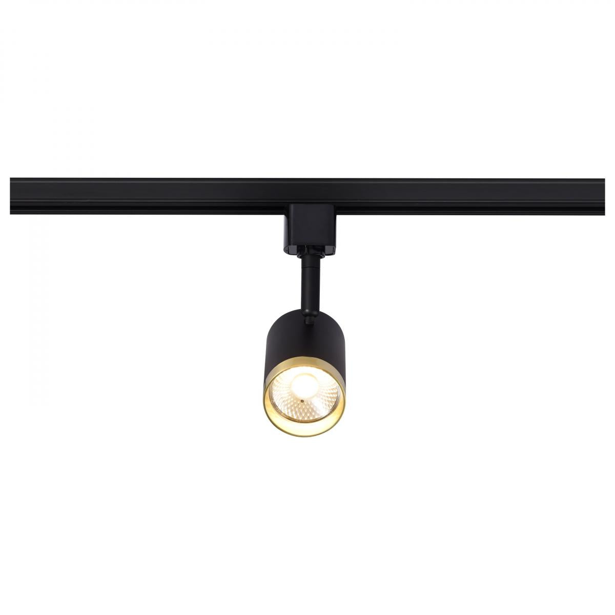LED Small Cylinder Halo Track Head 12W 1000 Lumens 3000K, 24°, Black & Brass - Bees Lighting