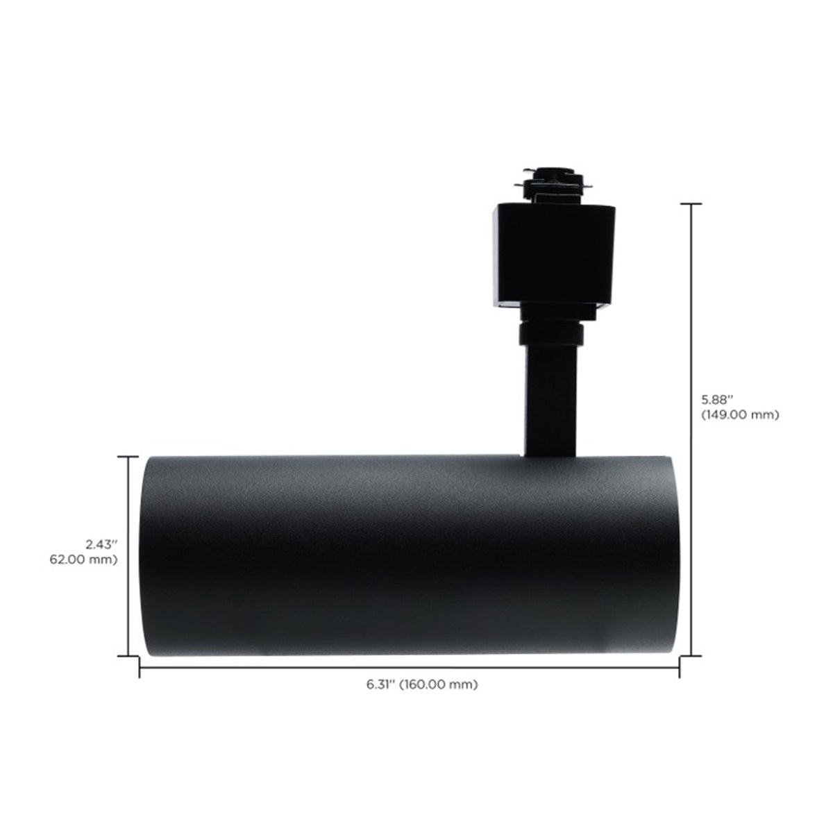 LED Track Head Adjustable Cylinder 20W 1400 Lumens, Selectable CCT, Halo, 36°, Black - Bees Lighting