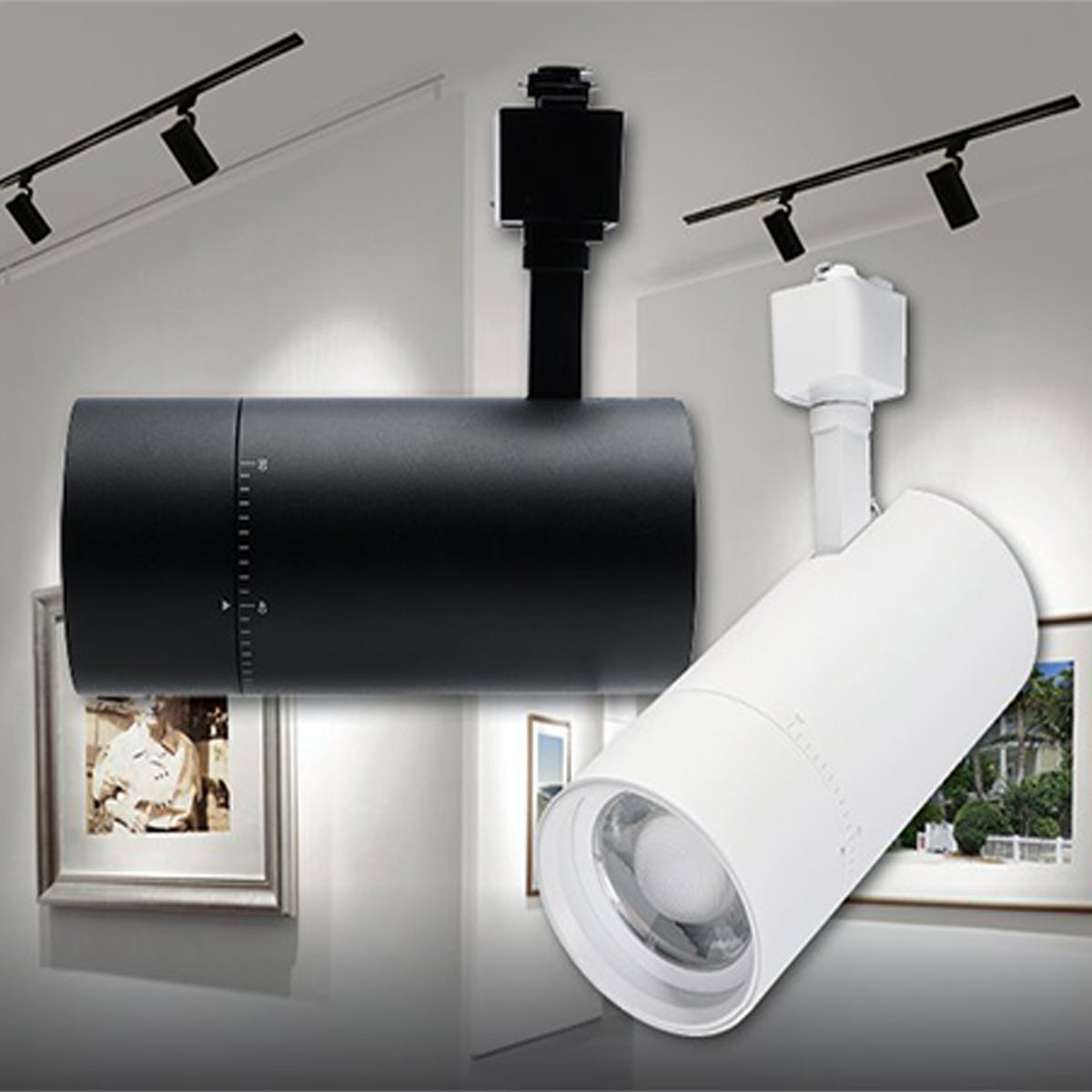 Beam Adjustable LED Track Head 15W 1100 Lumens, Selectable CCT, Halo, 20°- 50°, White - Bees Lighting
