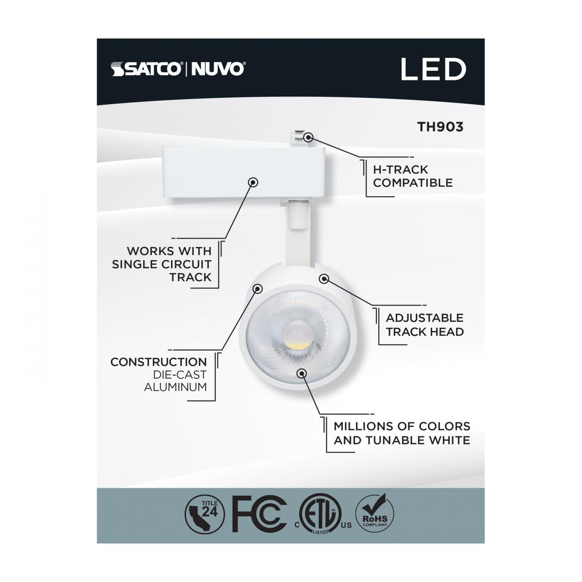 Starfish Smart Round LED Track Head, 1100 Lumens, RGBTW, Halo, 36°, White - Bees Lighting