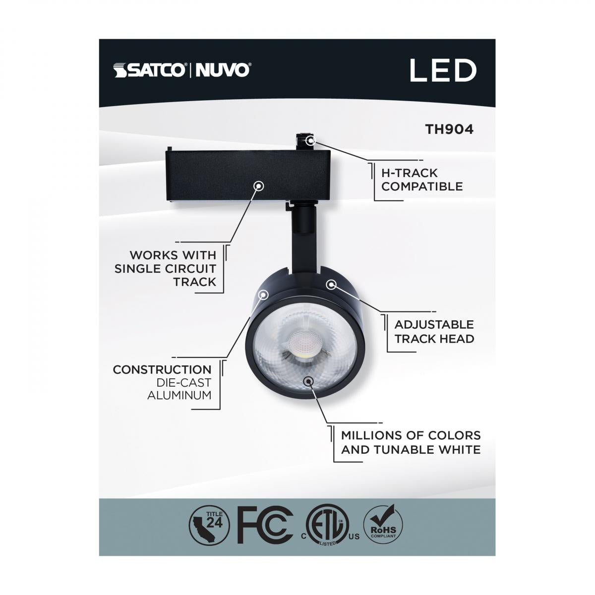 Starfish Smart Round LED Track Head, 1100 Lumens, RGBTW, Halo, 36°, Black - Bees Lighting
