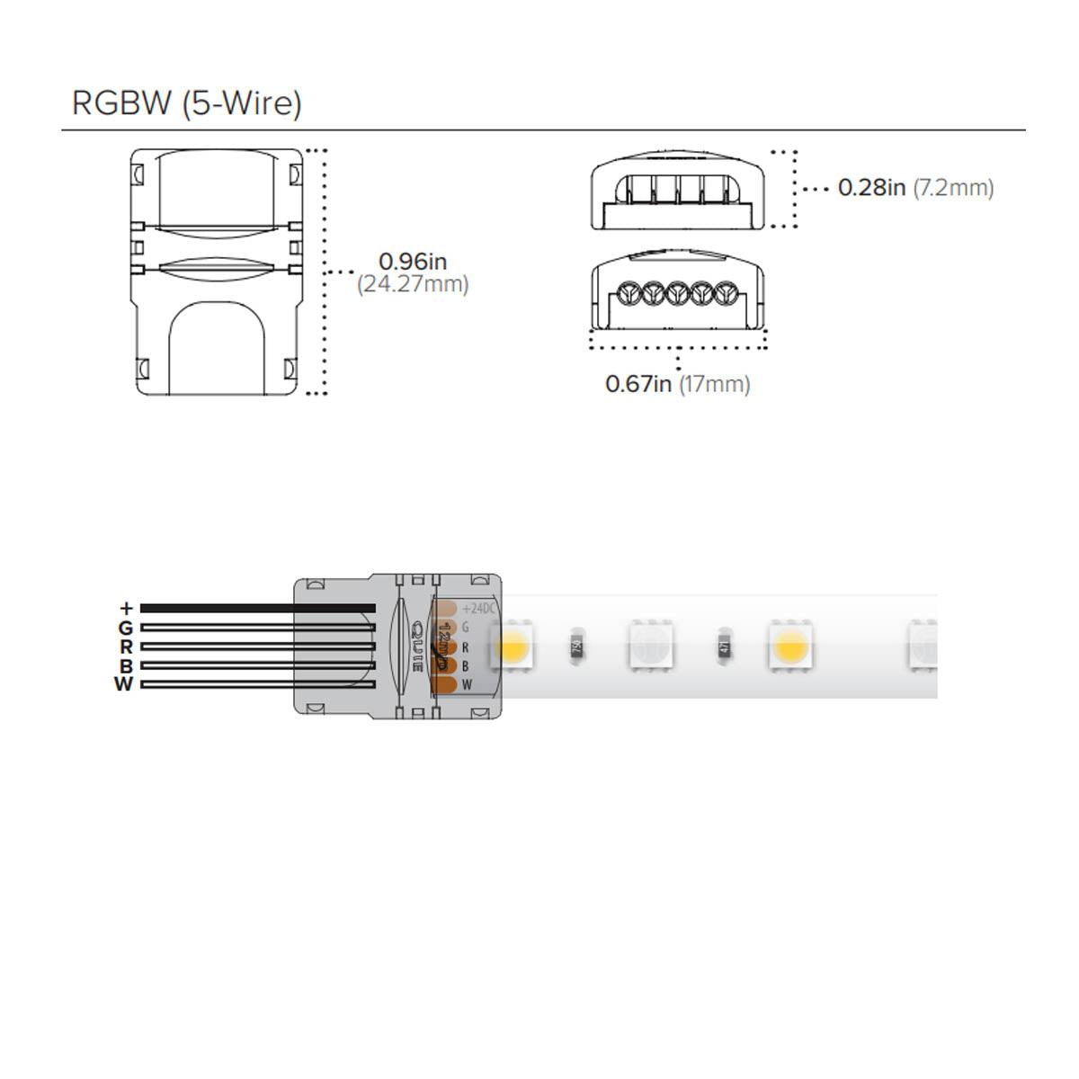 6in. HD Linking Cable with 5-wire Snap Connector for Trulux RGBW Tape Lights - Bees Lighting