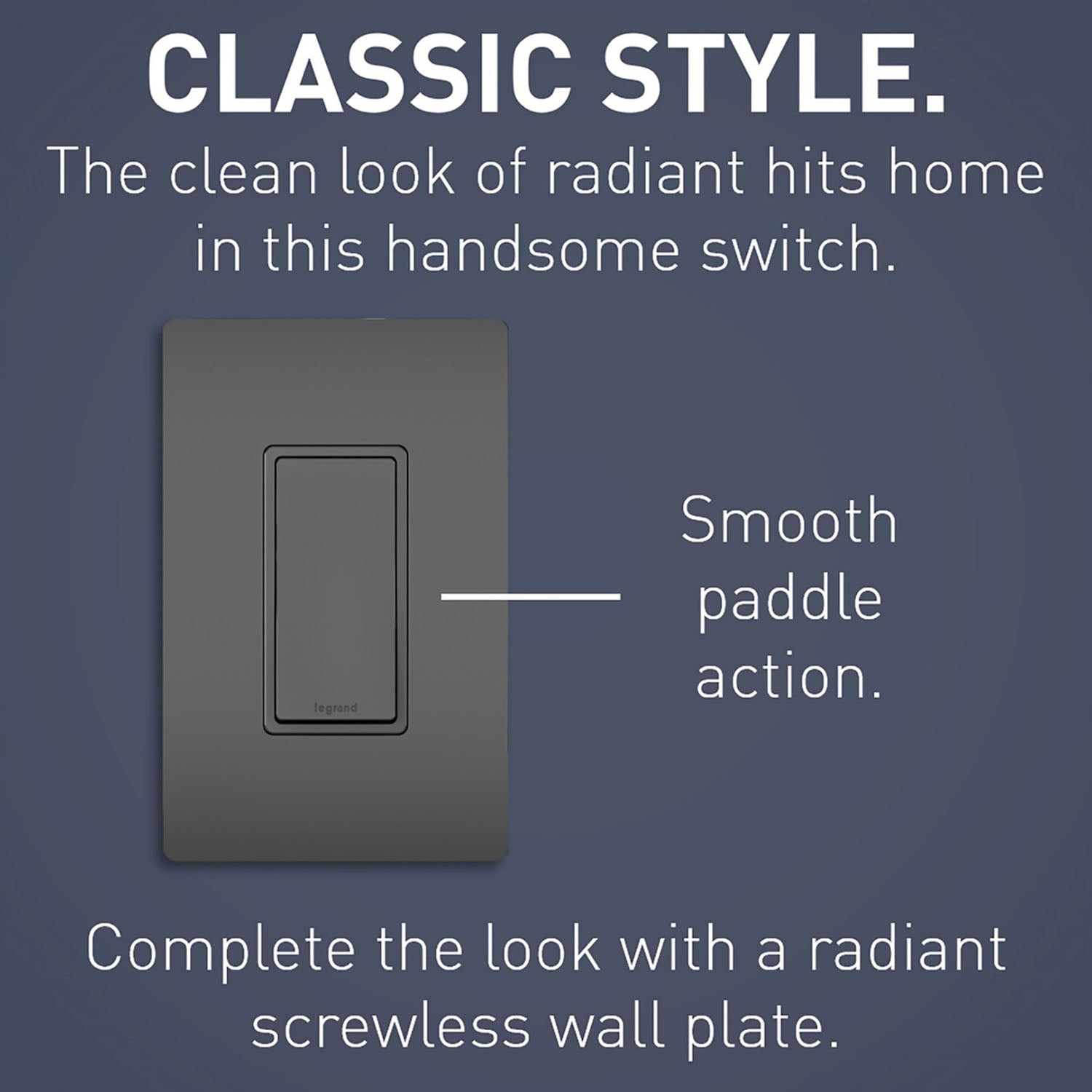 radiant Single-Pole Rocker Light Switch, 15-Amp, 120V, Black - Bees Lighting
