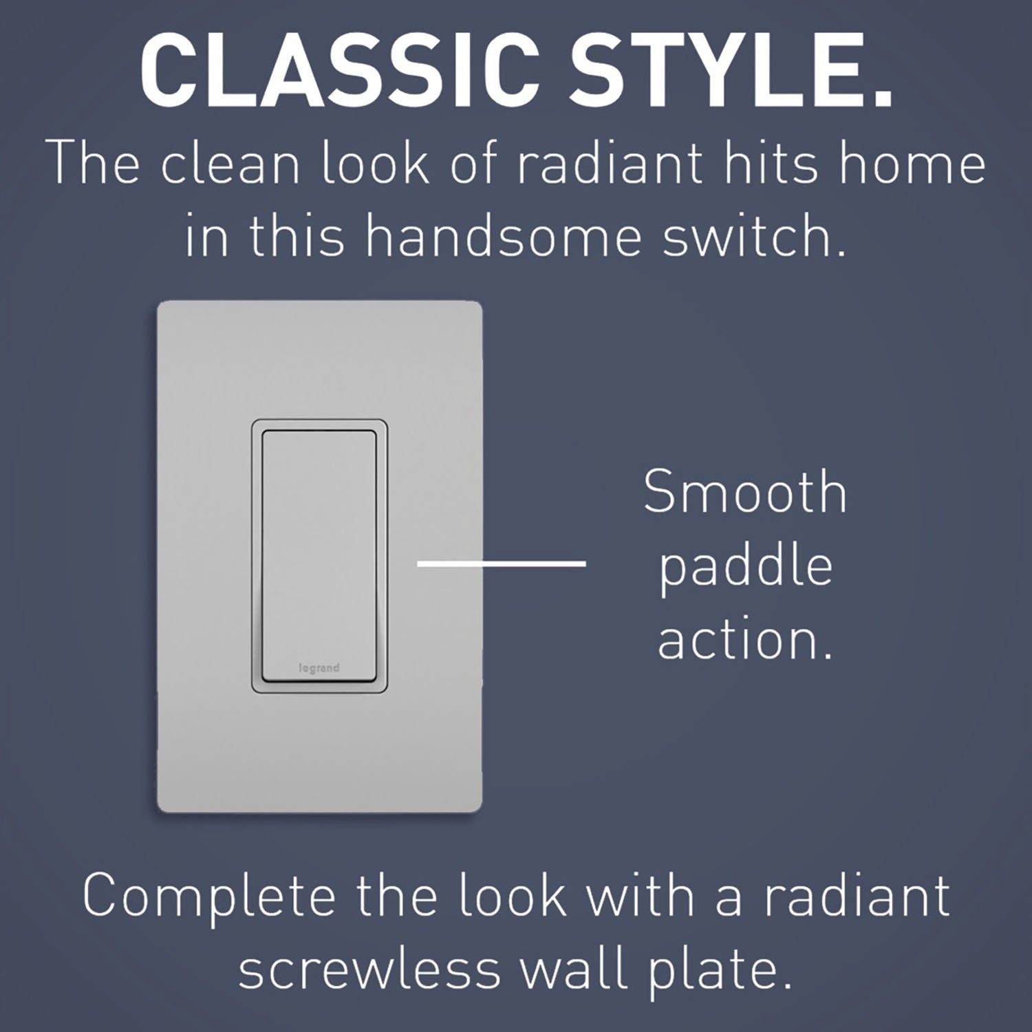 radiant Single-Pole Rocker Light Switch, 15-Amp, 120V, Gray - Bees Lighting