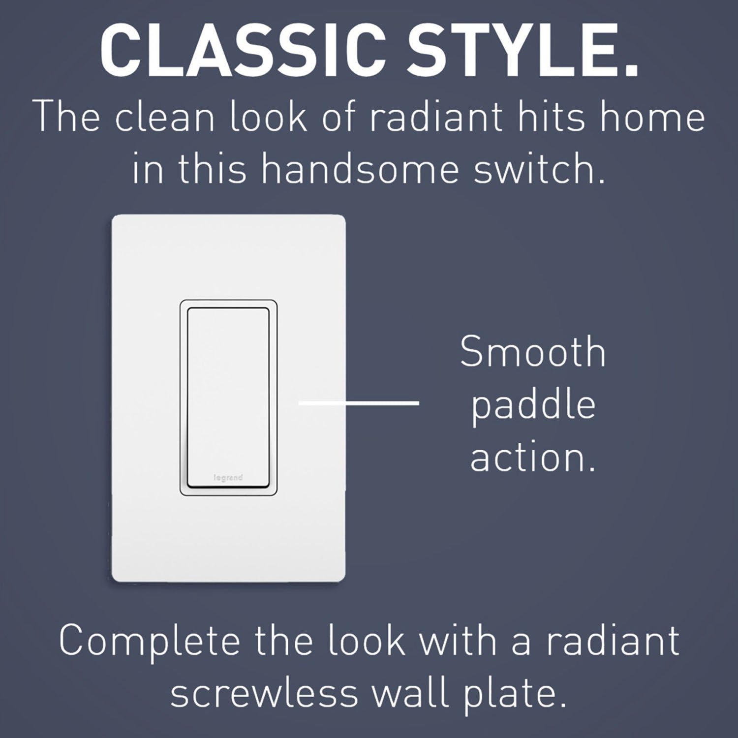 radiant Single-Pole Rocker Light Switch, 15-Amp, 120V, White - Bees Lighting