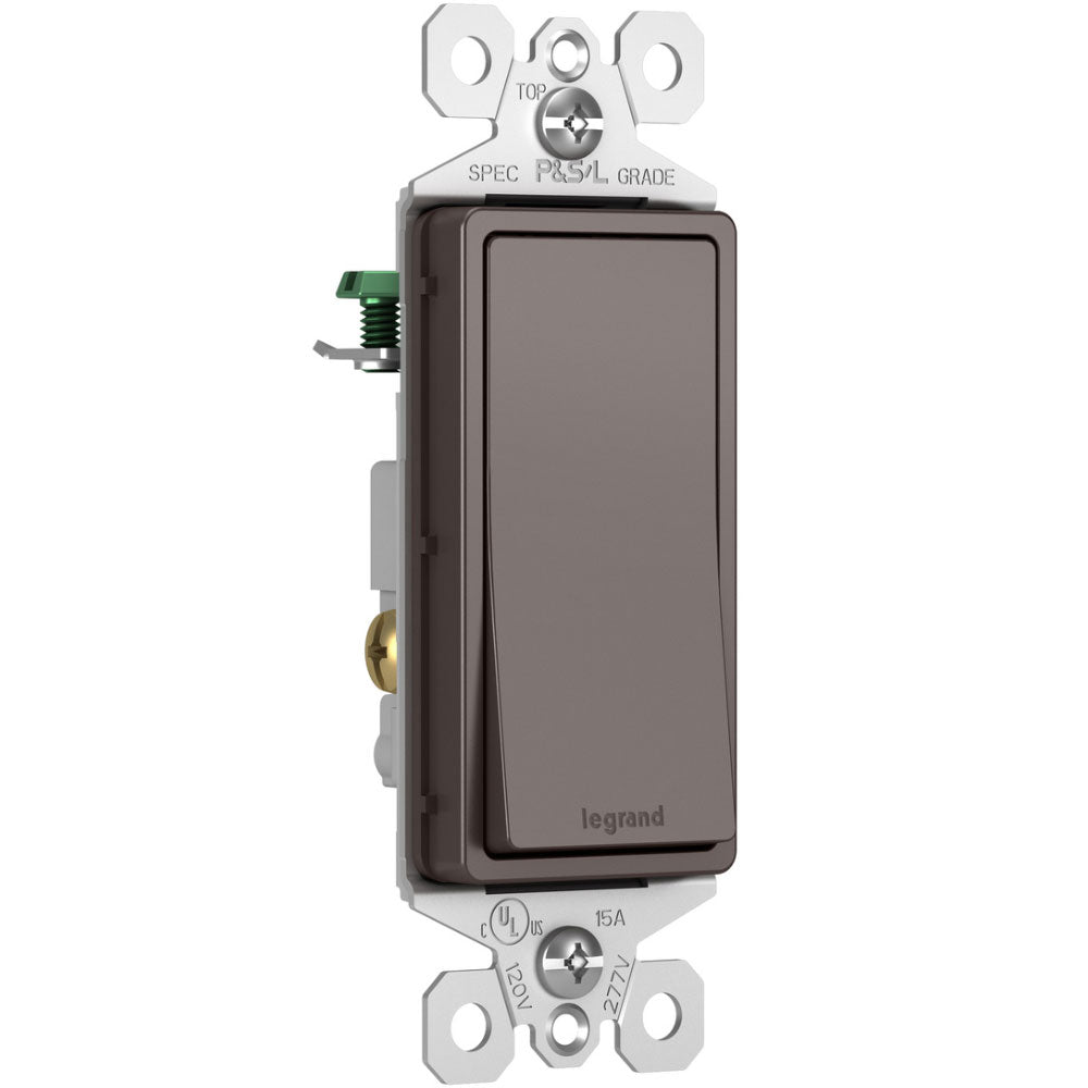 radiant Single-Pole Rocker Light Switch, 15-Amp, 120V, Brown - Bees Lighting