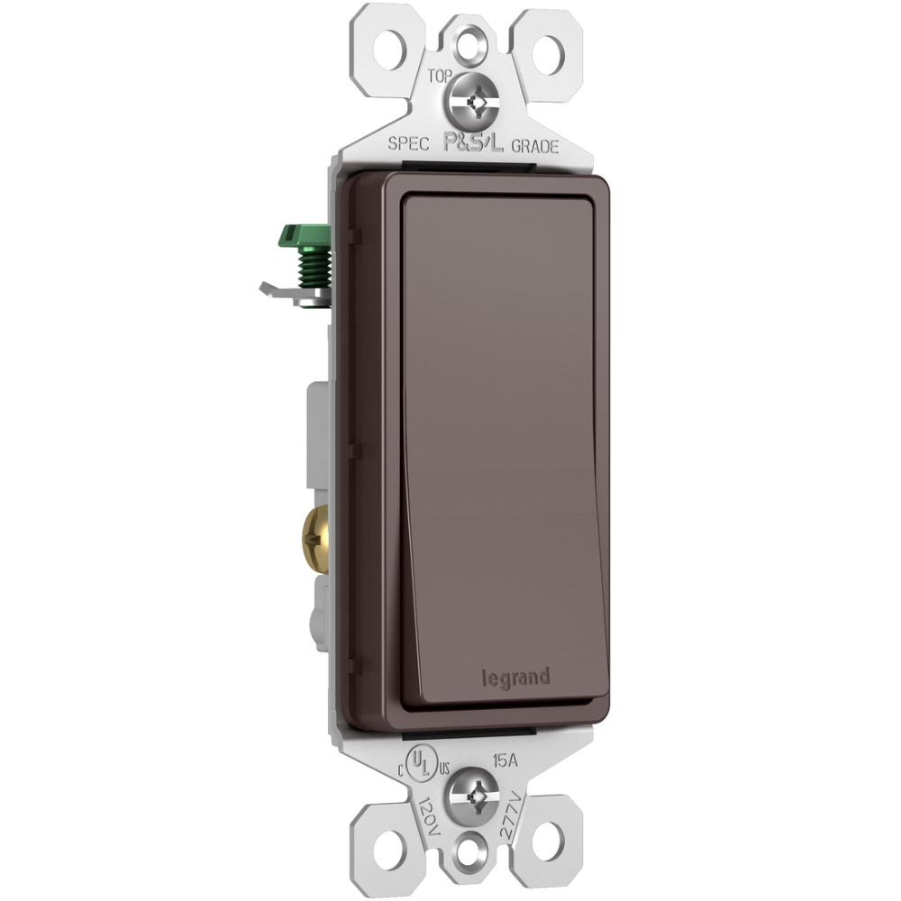 radiant 3-Way Rocker Light Switch, 15-Amp, 120V, Dark Bronze - Bees Lighting