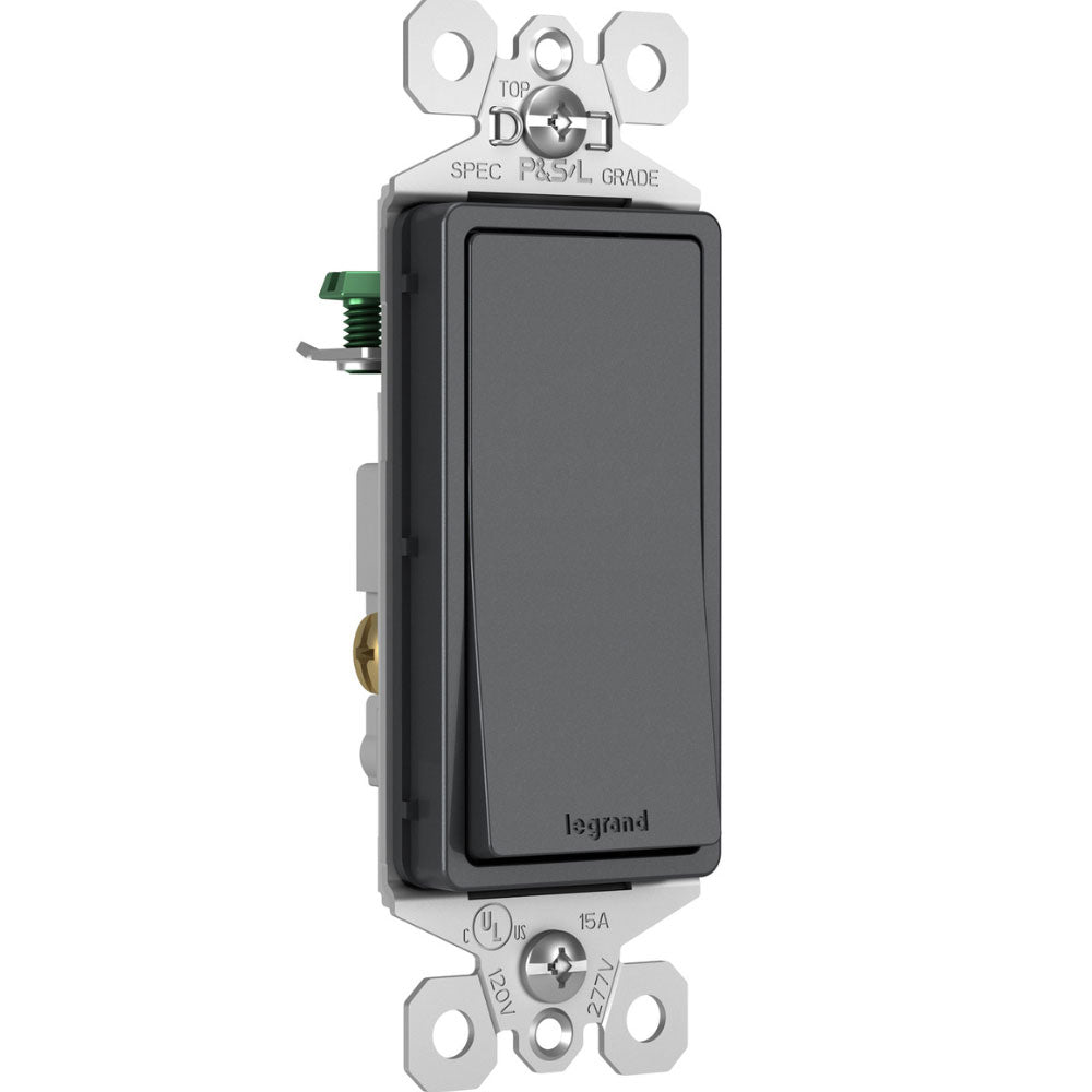 radiant 3-Way Rocker Light Switch, 15-Amp, 120V, Graphite - Bees Lighting