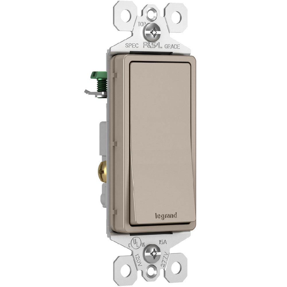 radiant 3-Way Rocker Light Switch, 15-Amp, 120V, Nickel - Bees Lighting