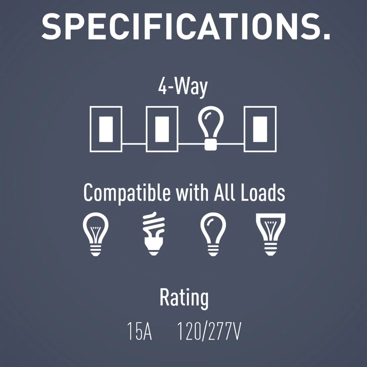 radiant 4-Way Rocker Light Switch, 15-Amp, 120V, Ivory - Bees Lighting