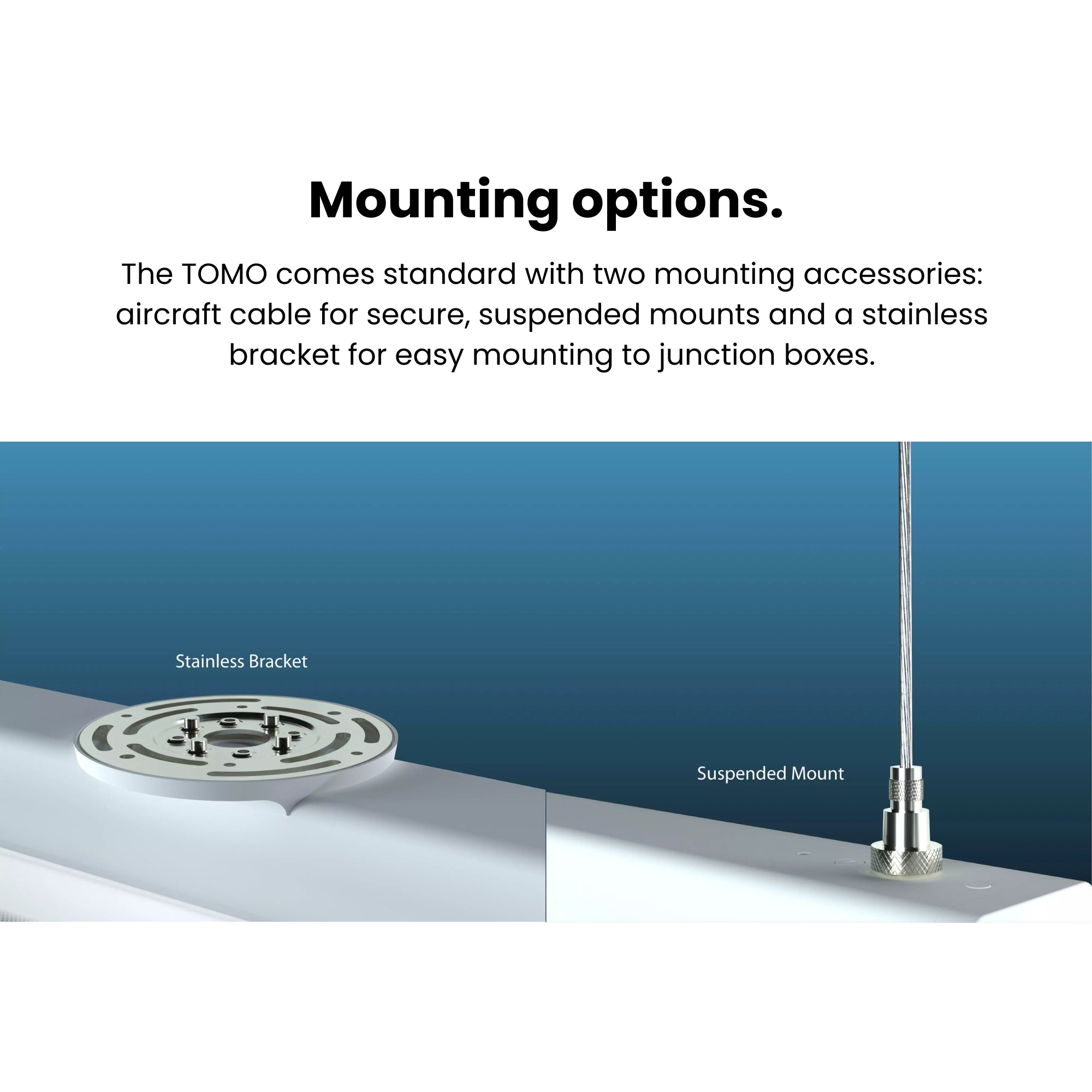 RAB TOMO-2WM - 2ft LED Strip Light Fixture Wall Mount, 24W, 3300 Lumens, Selectable 3000K-5000K CCT, 120-277V