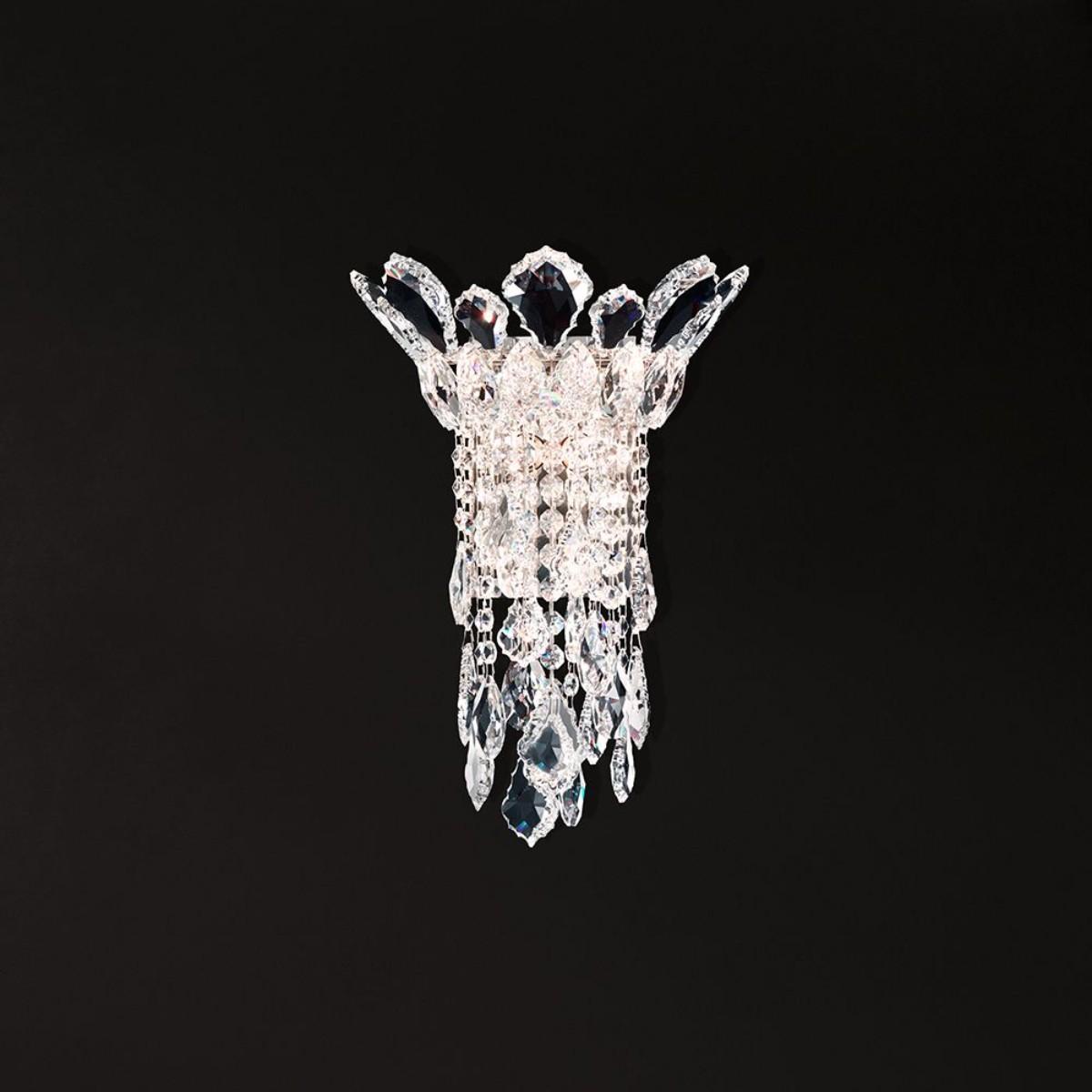 Trilliane Strands 13.5 in. Stainless Steel Flush Mount Sconce with Clear Heritage Crystals