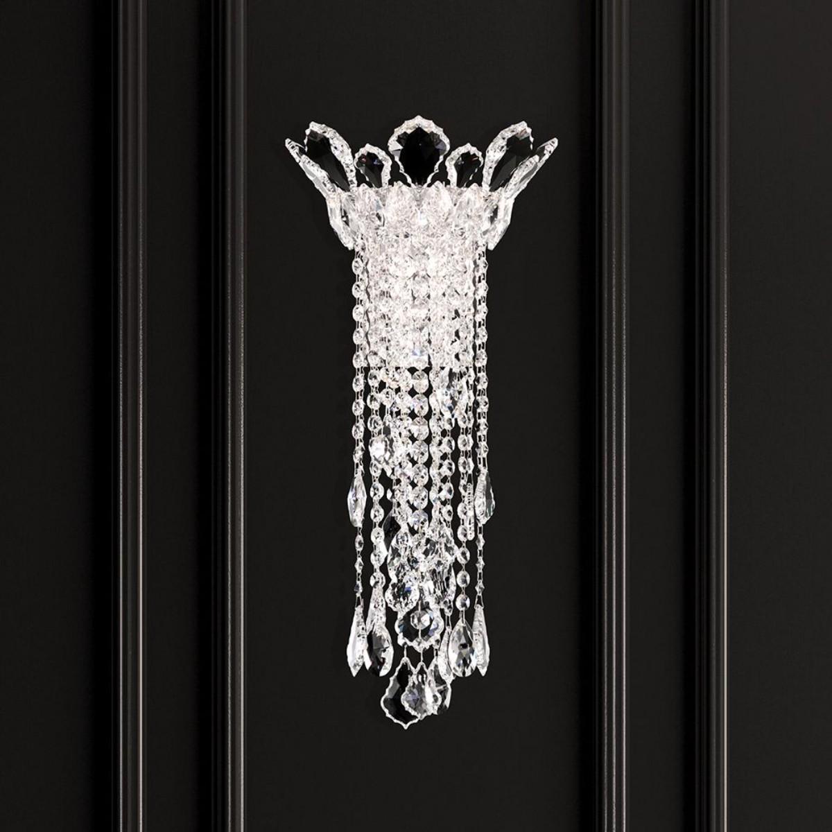 Trilliane Strands 21 in. Stainless Steel Flush Mount Sconce with Clear Heritage Crystals