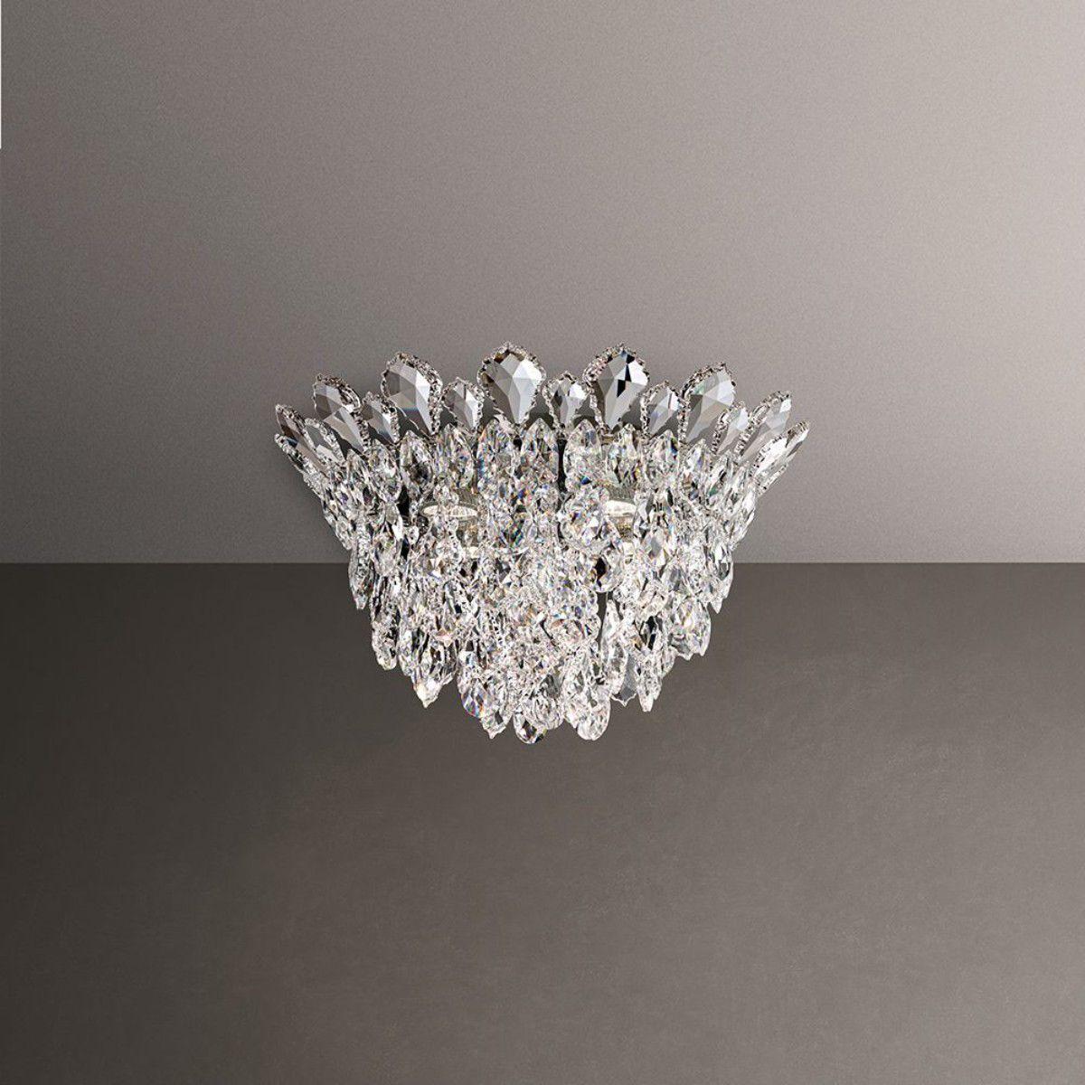 Trilliane Strands 17 in. Stainless Steel Flush Mount Light with Clear Heritage Crystals - Bees Lighting