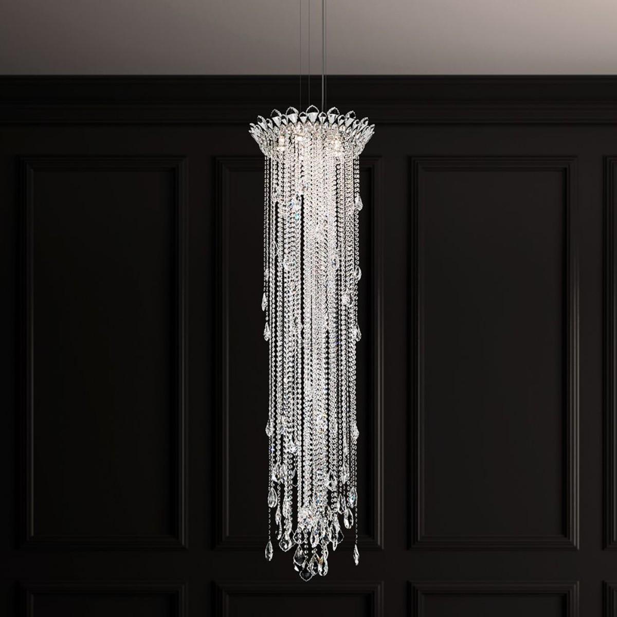Trilliane Strands 5 Light Stainless Steel Pendant with Clear Heritage Crystals
