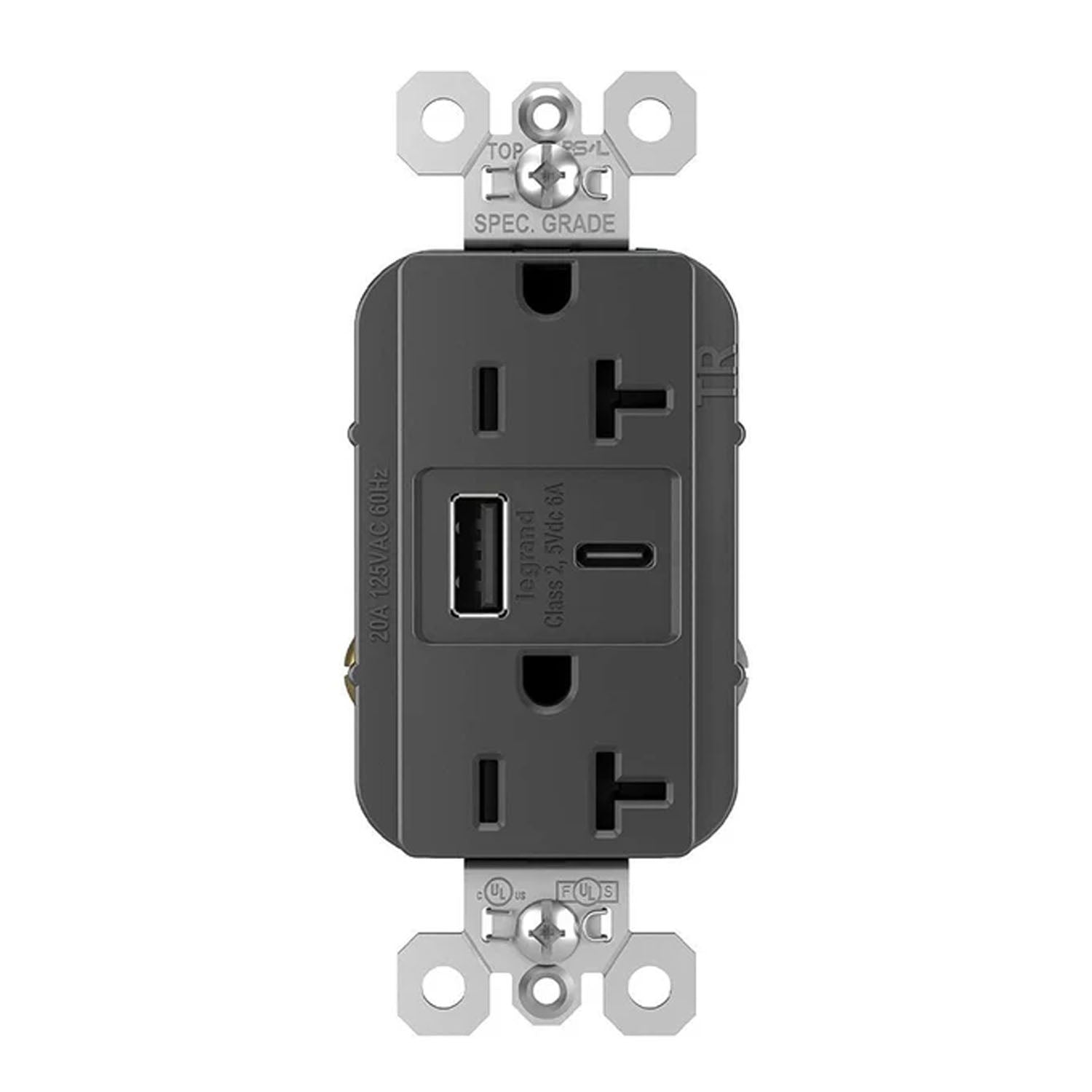 Legrand TR20USBAC6 Tamper Resistant 20A Duplex Receptacle with USB Type A/C - Bees Lighting