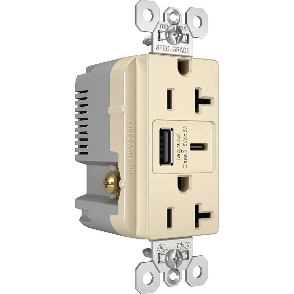 20 Amp Duplex Outlet with 6A USB-A/C Outlet Tamper-Resistant