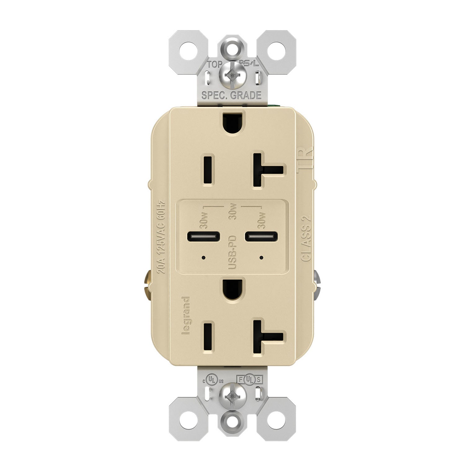 radiant 20A Tamper Resistant Outlet with PLUS Power Delivery USB Type C/C - Bees Lighting