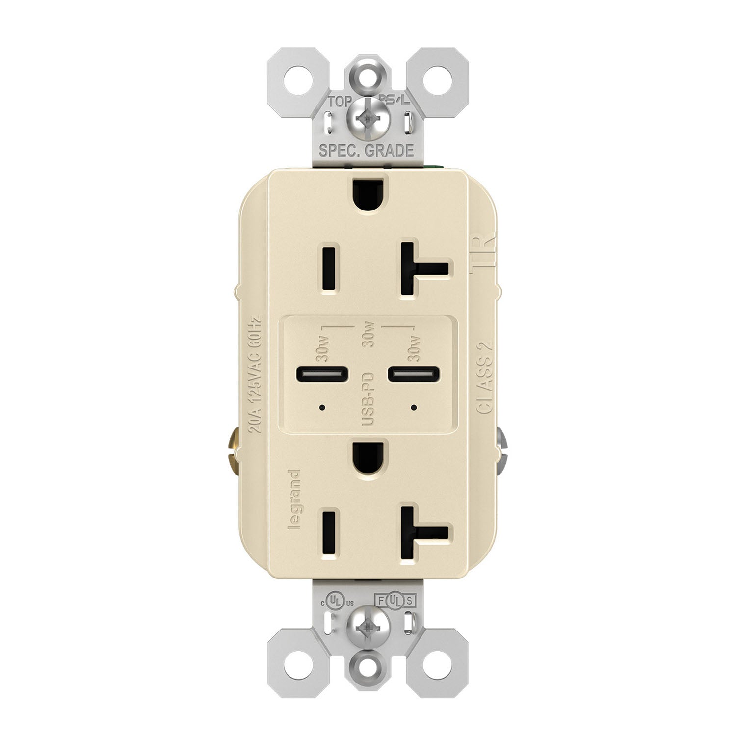 radiant 20A Tamper Resistant Outlet with PLUS Power Delivery USB Type C/C - Bees Lighting
