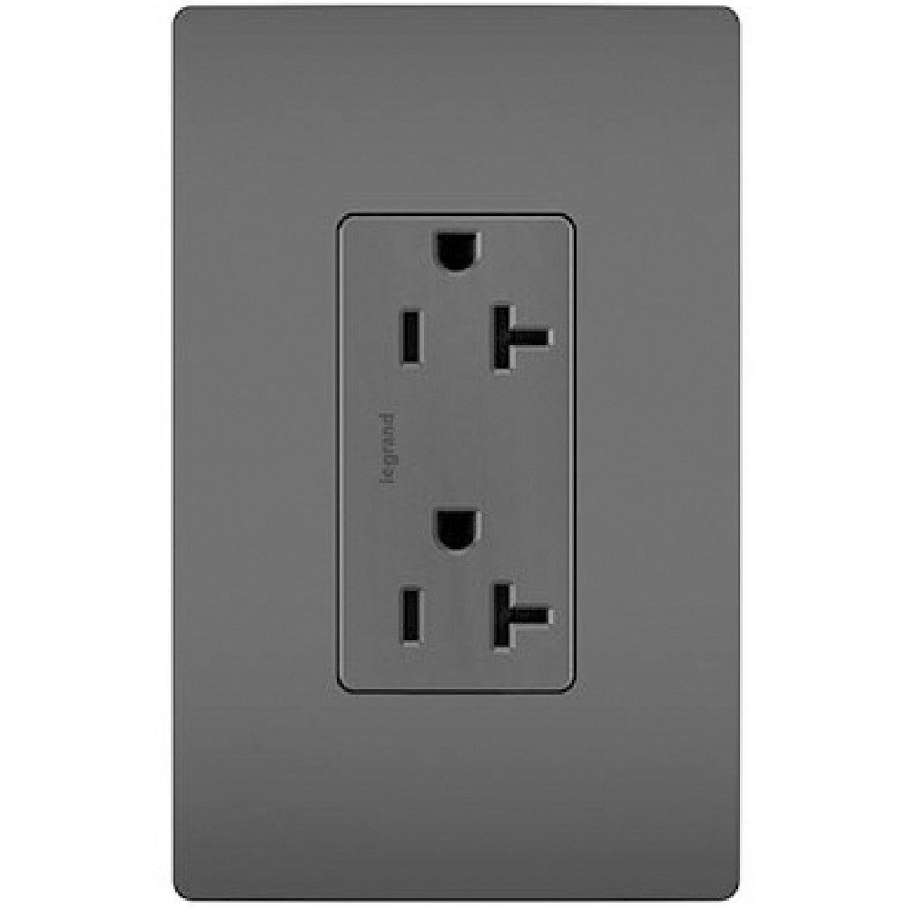 radiant Spec Grade 20A Duplex Tamper-Resistant Receptacle, Black - Bees Lighting
