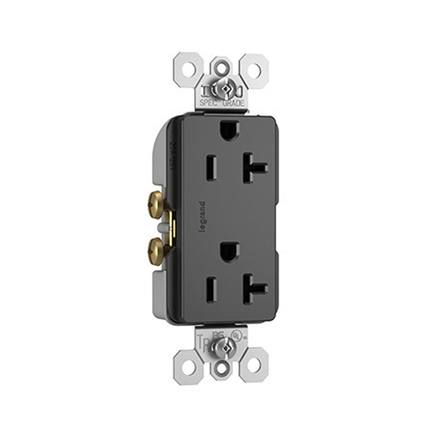 radiant Spec Grade 20A Duplex Tamper-Resistant Receptacle, Black - Bees Lighting