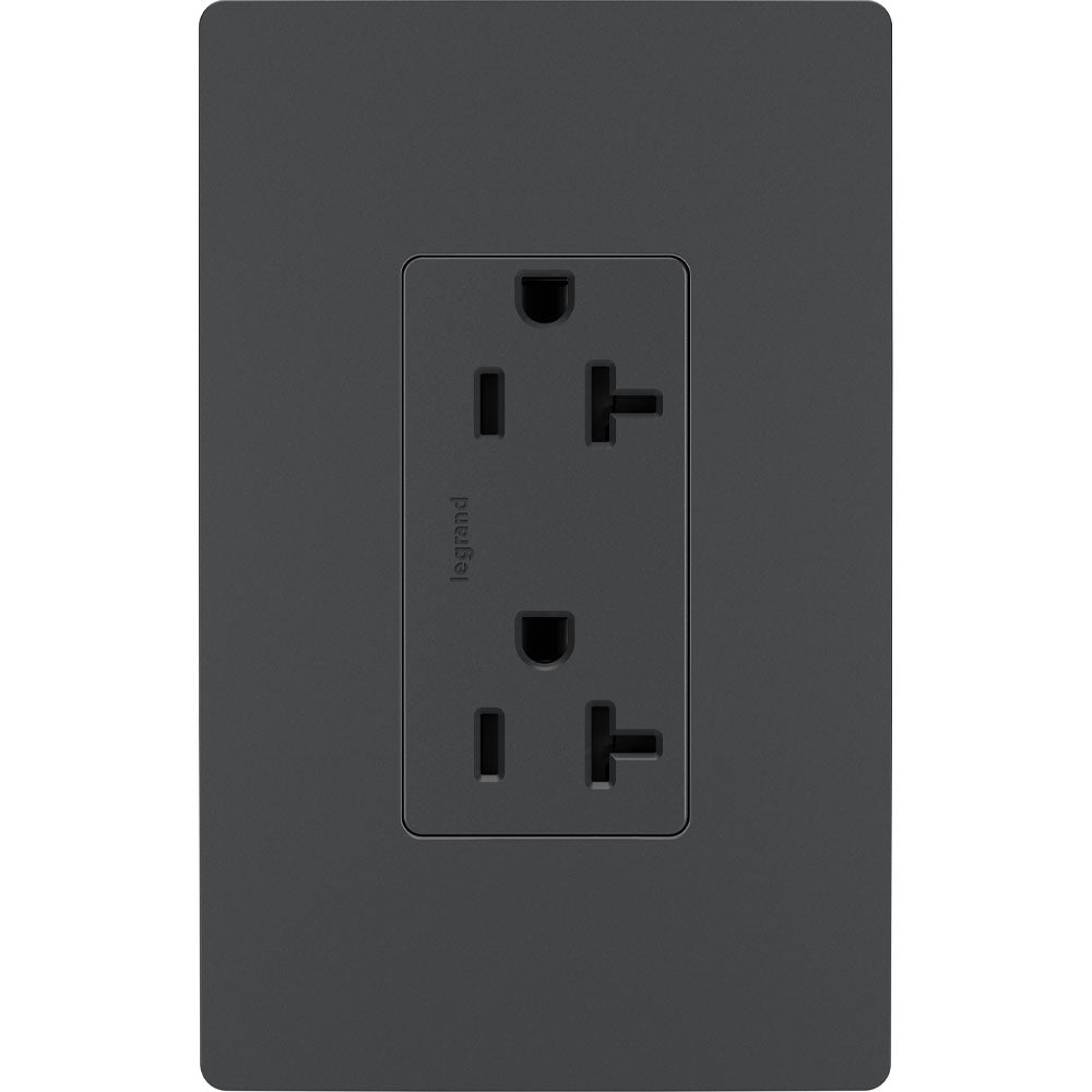 radiant Spec Grade 20A Duplex Tamper-Resistant Receptacle, Graphite - Bees Lighting
