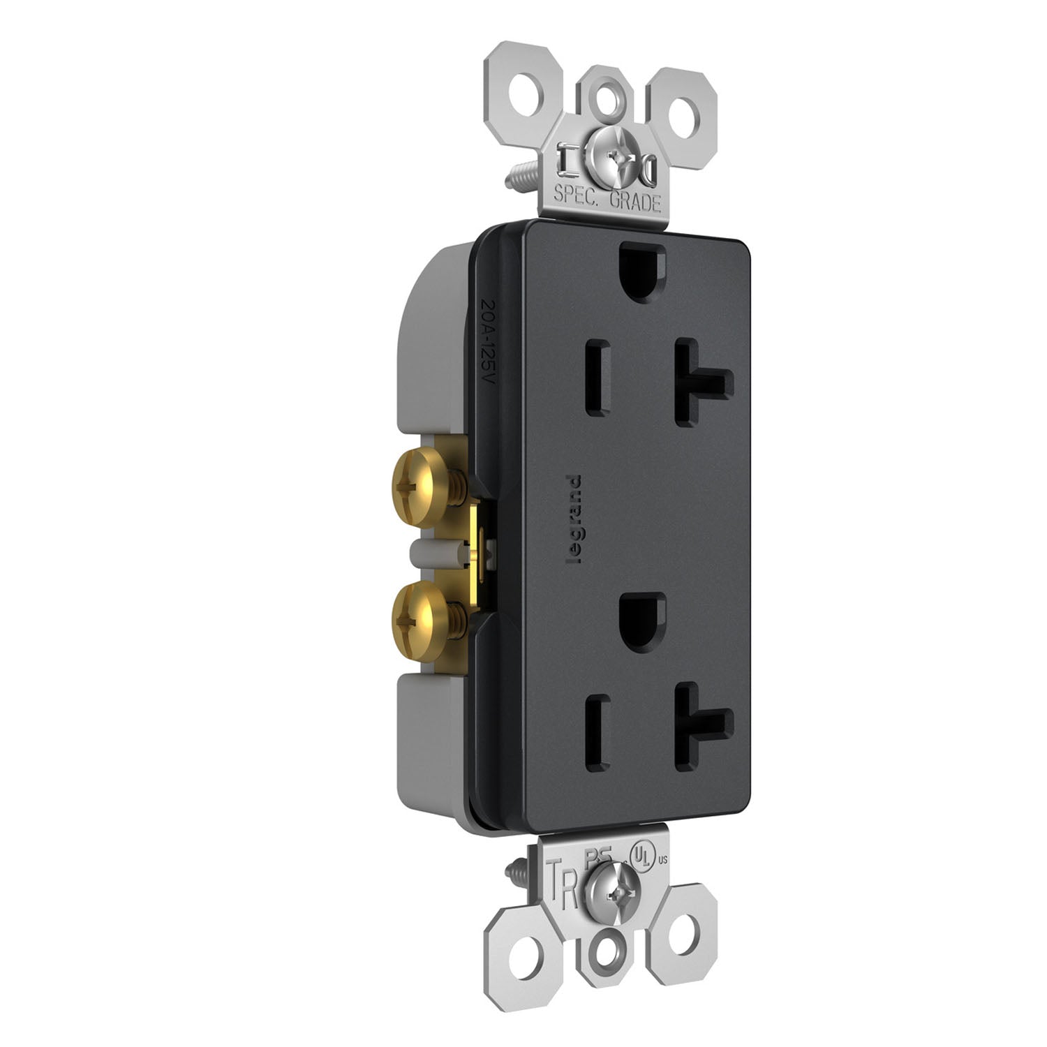 radiant Spec Grade 20A Duplex Tamper-Resistant Receptacle, Graphite - Bees Lighting