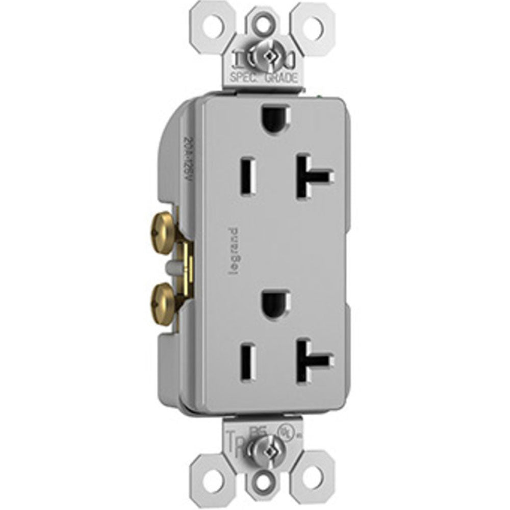 radiant Spec Grade 20A Duplex Tamper-Resistant Receptacle, Gray - Bees Lighting