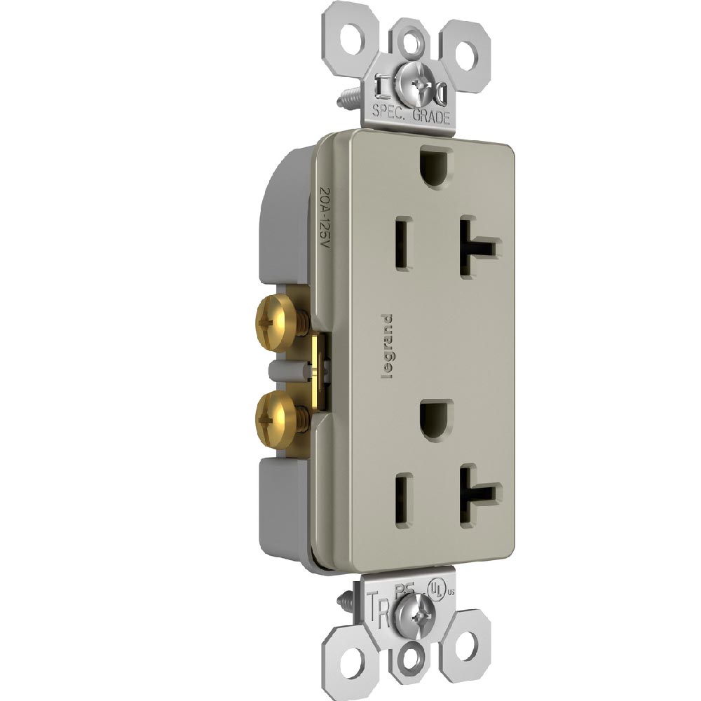 radiant Spec Grade 20A Duplex Tamper-Resistant Receptacle, Nickel - Bees Lighting