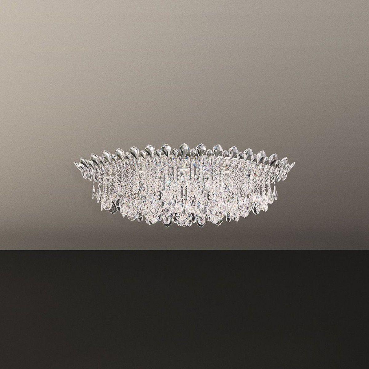 Trilliane Strands 45 in. Stainless Steel Flush Mount Light with Clear Heritage Crystals - Bees Lighting