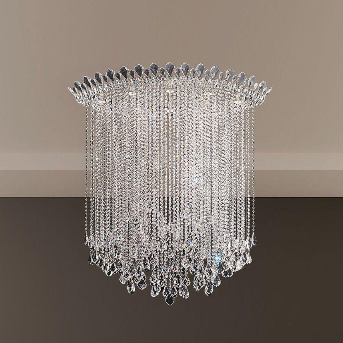 Trilliane Strands 48.5 in. Stainless Steel Flush Mount Light with Clear Heritage Crystals - Bees Lighting