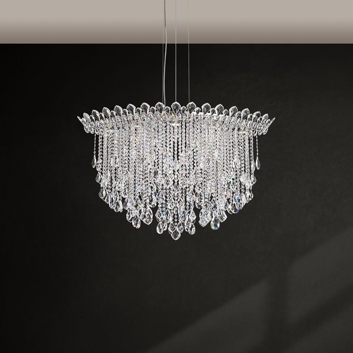 Trilliane Strands Stainless Steel Pendant Light with Clear Heritage Crystals