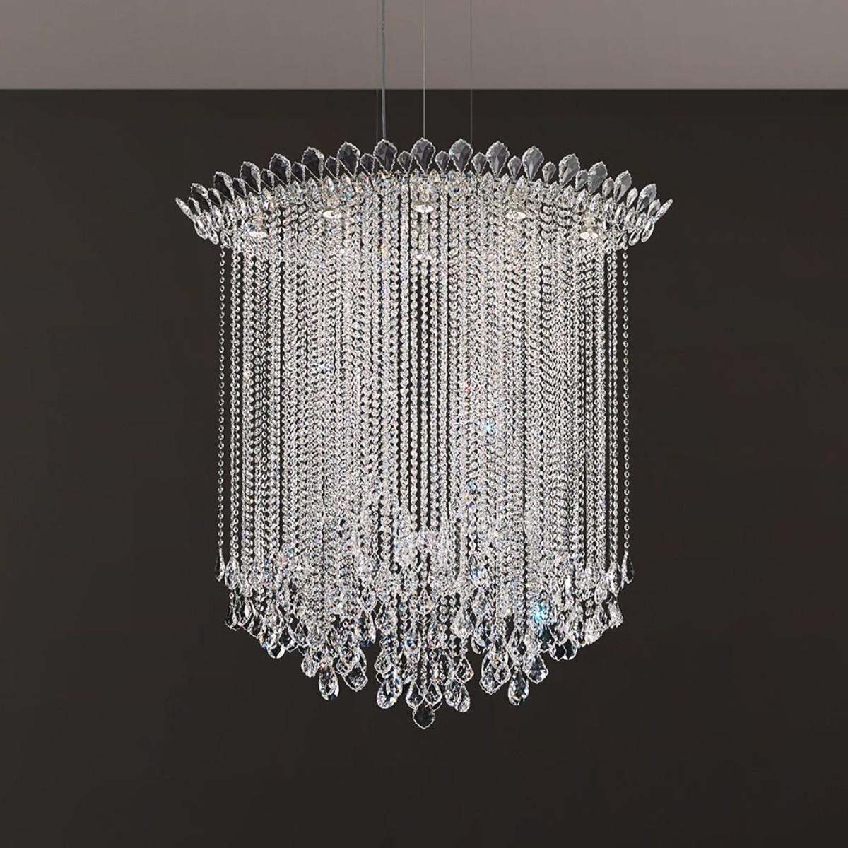 Trilliane Strands 8 Light Stainless Steel Pendant with Clear Heritage Crystals