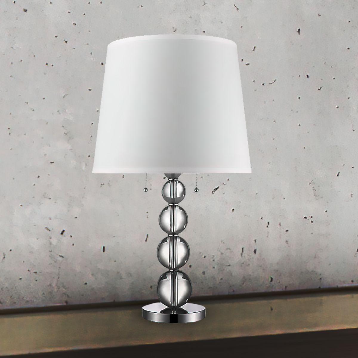 Palla 2 Lights Accent Table Lamp Clear Crystal Spheres and Polished Chrome Finish