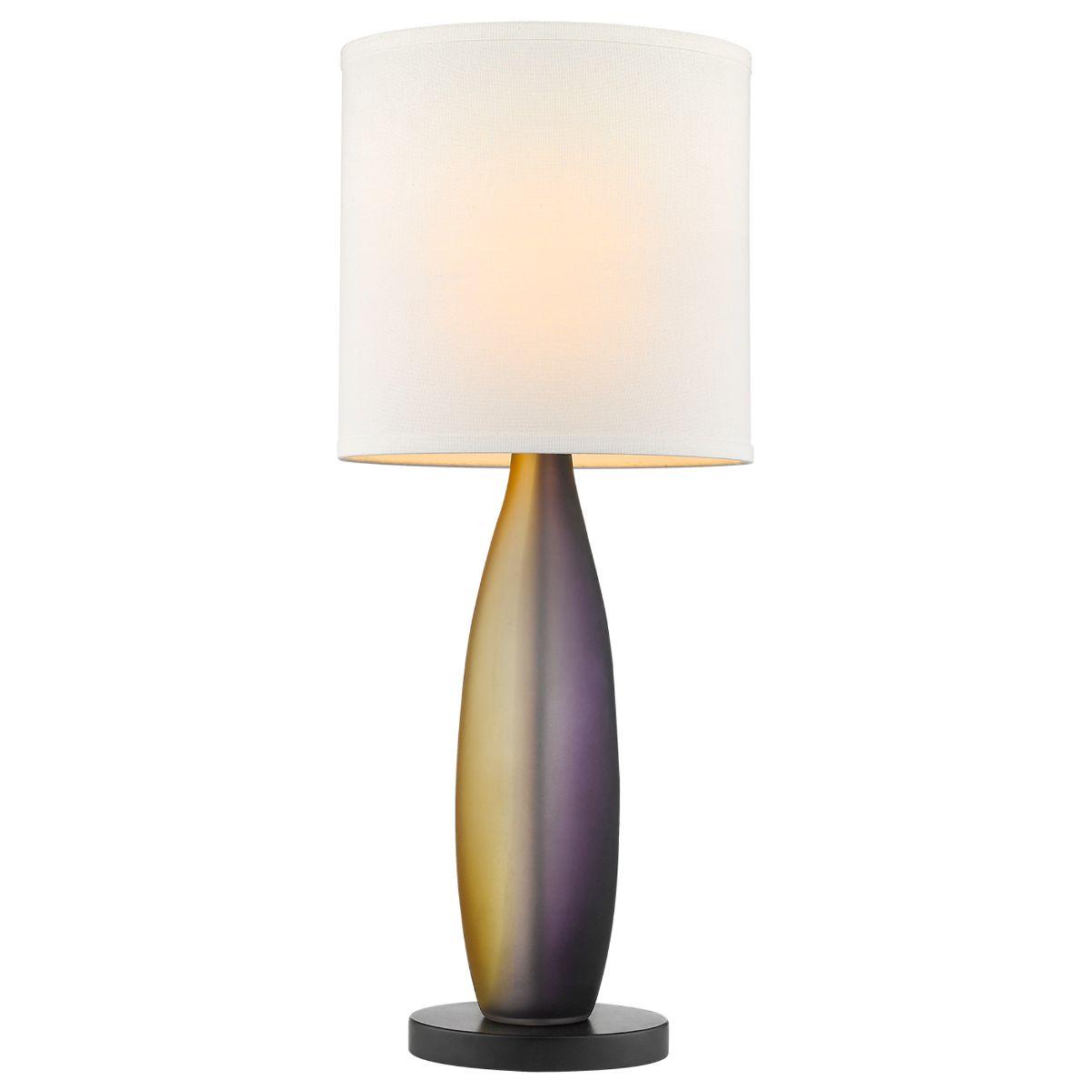 Elixer 1 Light Table Lamp Plum Gold Frosted Glass with Ebony Lacquer Finish