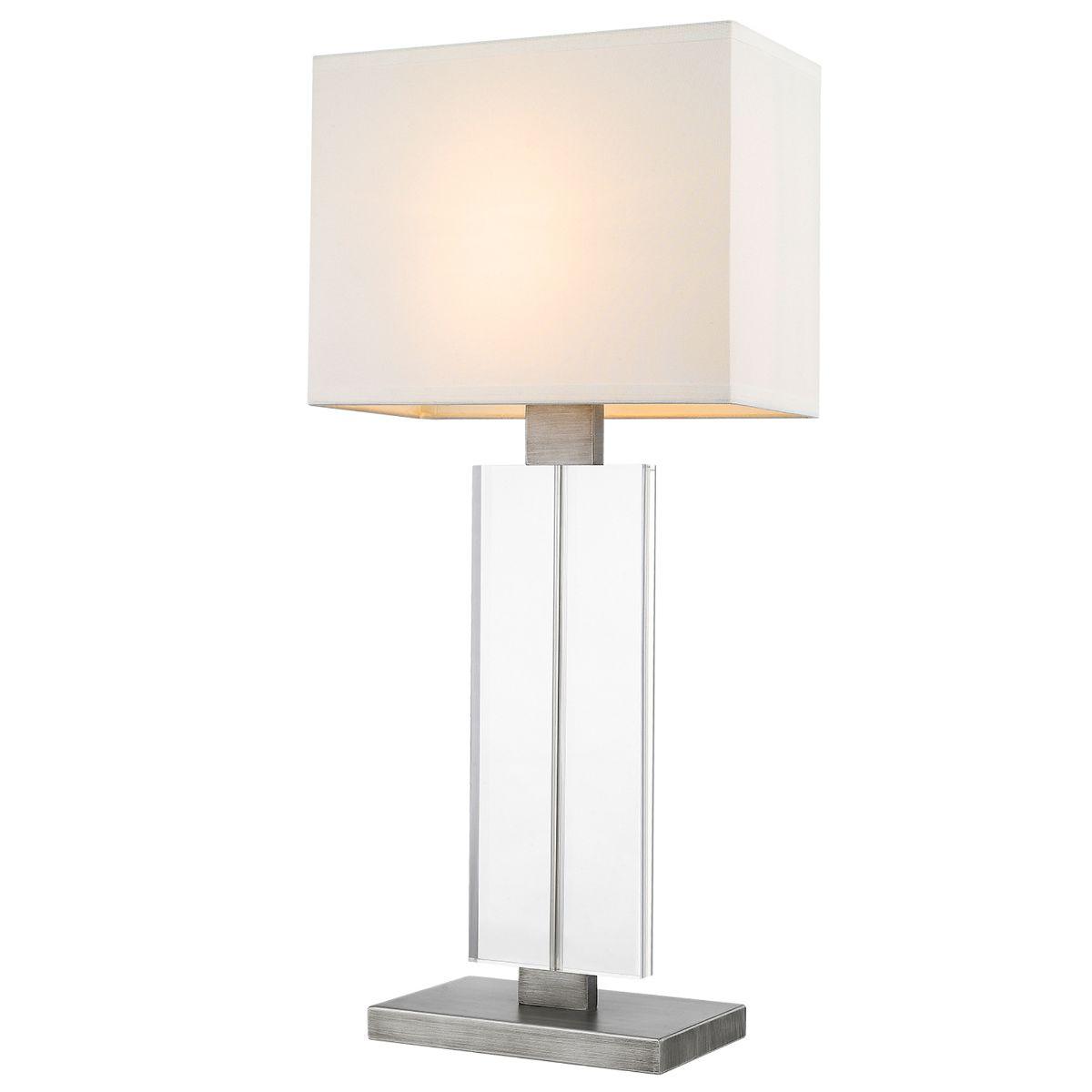 Shine 1 Light Table Lamp Acrylic Body and Hand Painted Weathered Pewter Finish