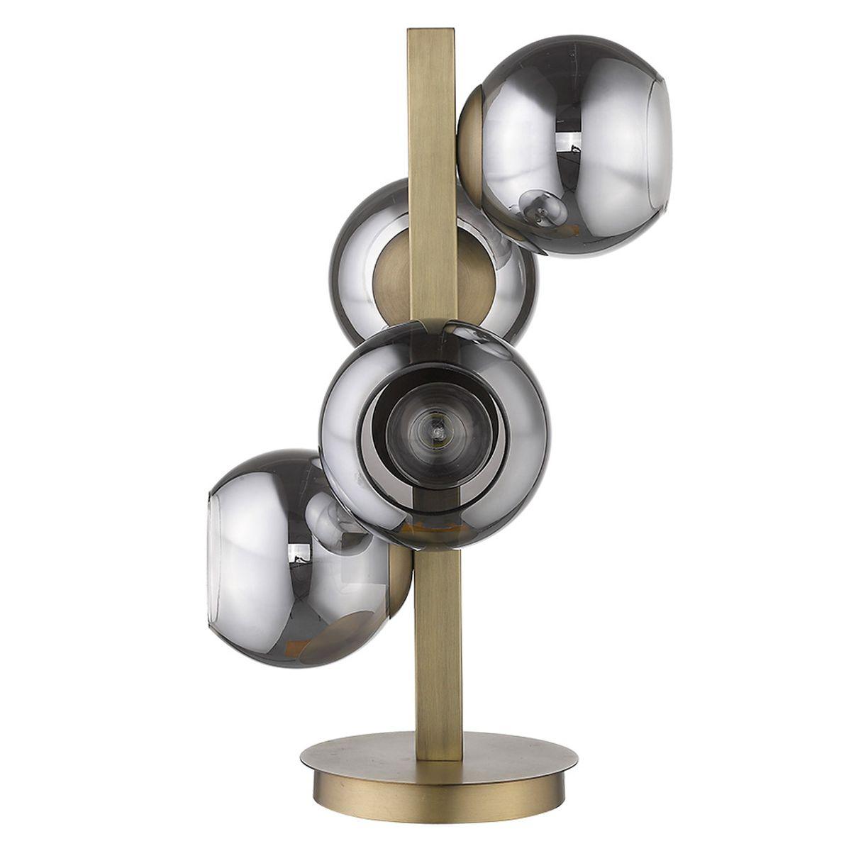 Lunette 4 Lights Table Lamp Smoke Glass with Aged Brass Finish