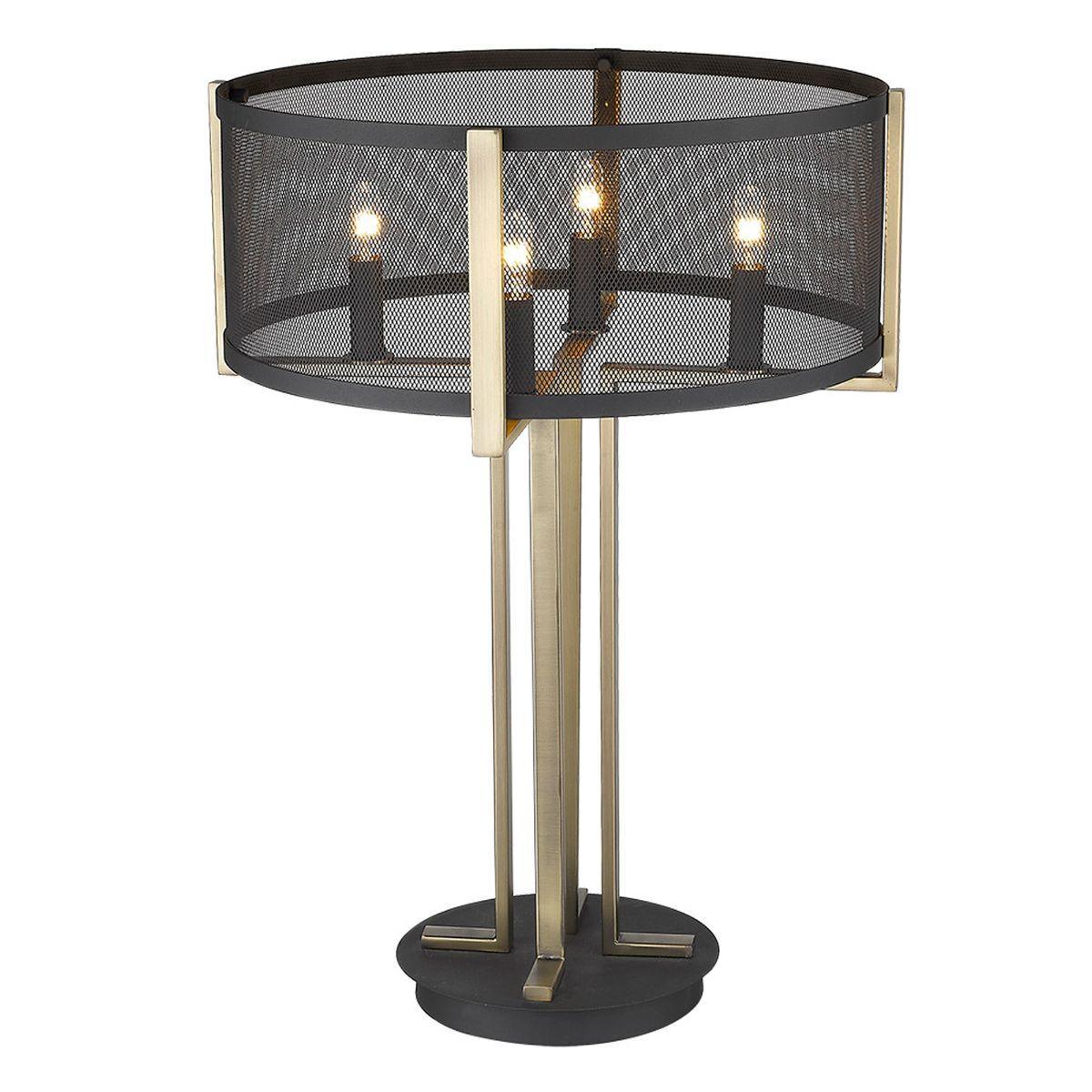 Trend Home 4 Lights Table Lamp Matte Black and Gold Finish