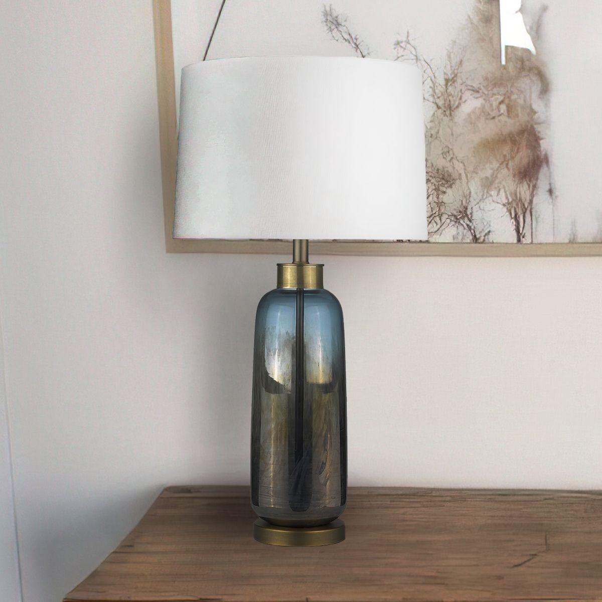 Trend Home 1 Light Table Lamp Blue/Brown Glass Body and Brass Accents