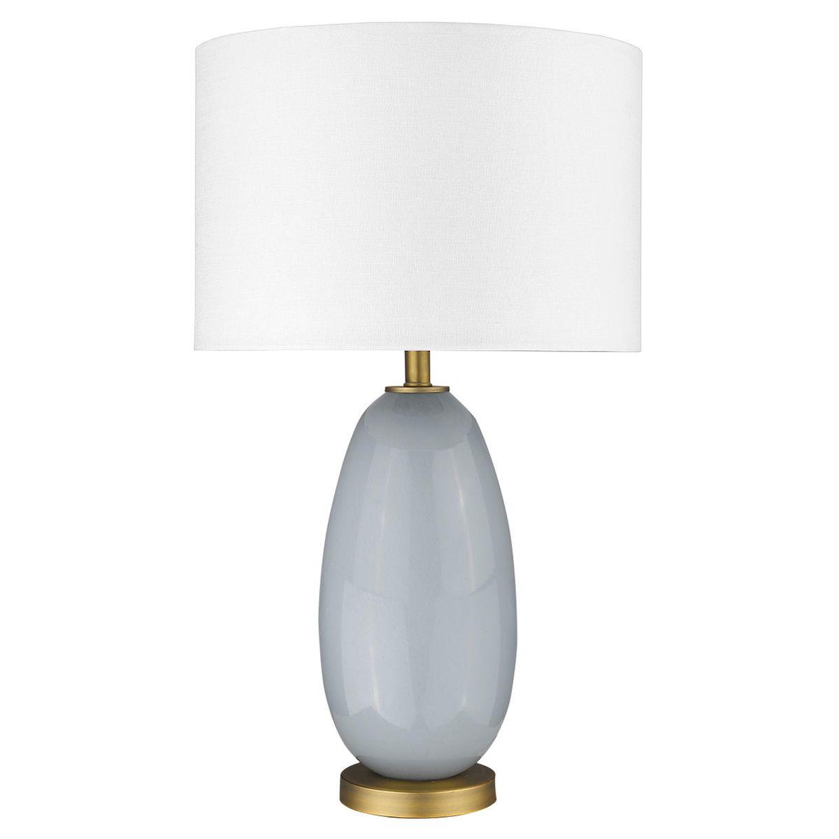 Trend Home 1 Light Table Lamp Misty White Glass Body and Brass Accents